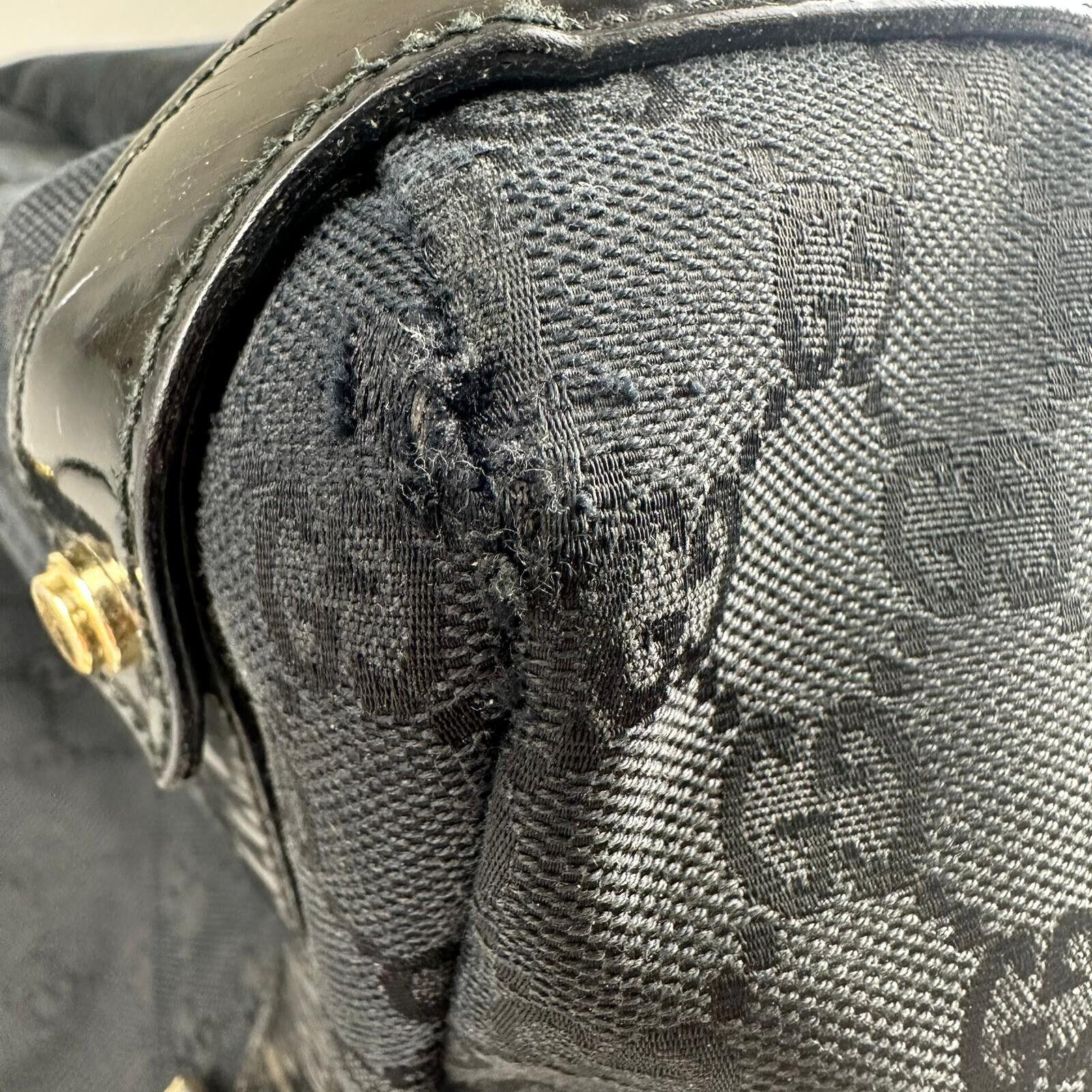 Gucci Abbey GG Monogram Canvas X Leather Tote Bag, Black