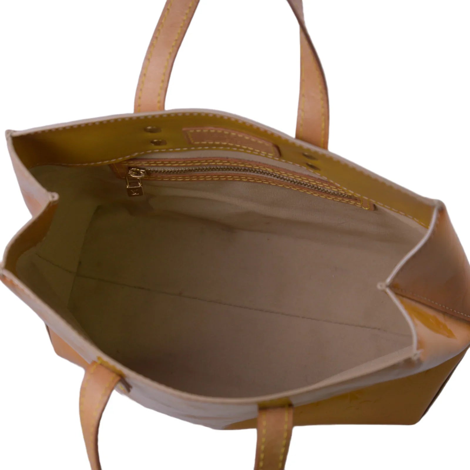 Louis Vuitton Monogram Vernis Reade PM Bag, Tan and Yellow