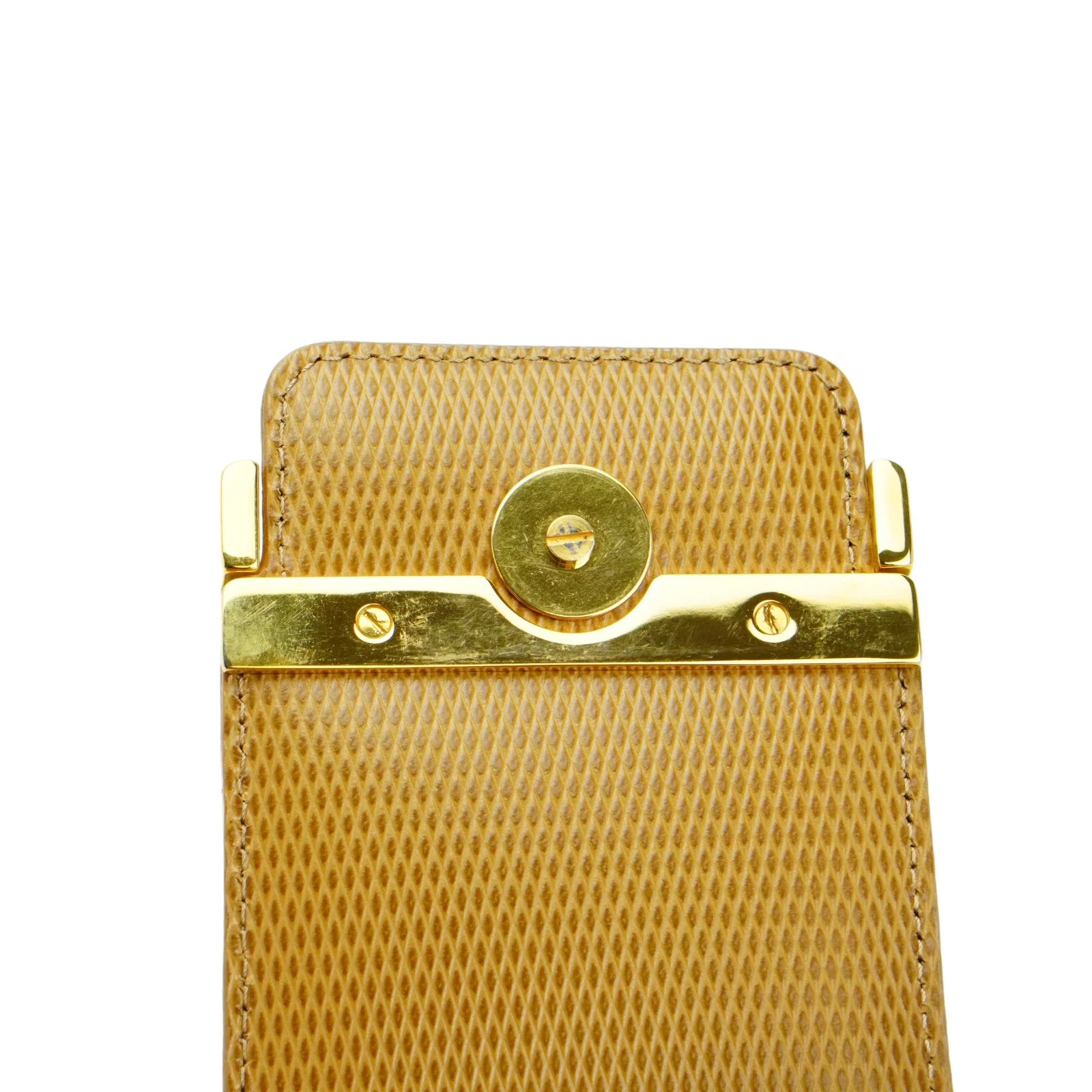 Yves Saint Laurent Lizard Embossed Leather Shoulder Bag Amber