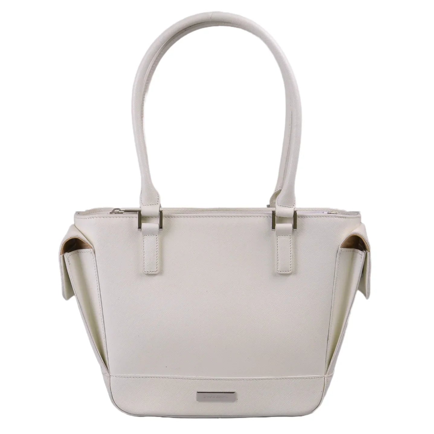 Burberry Handbag, White Coated Canvas