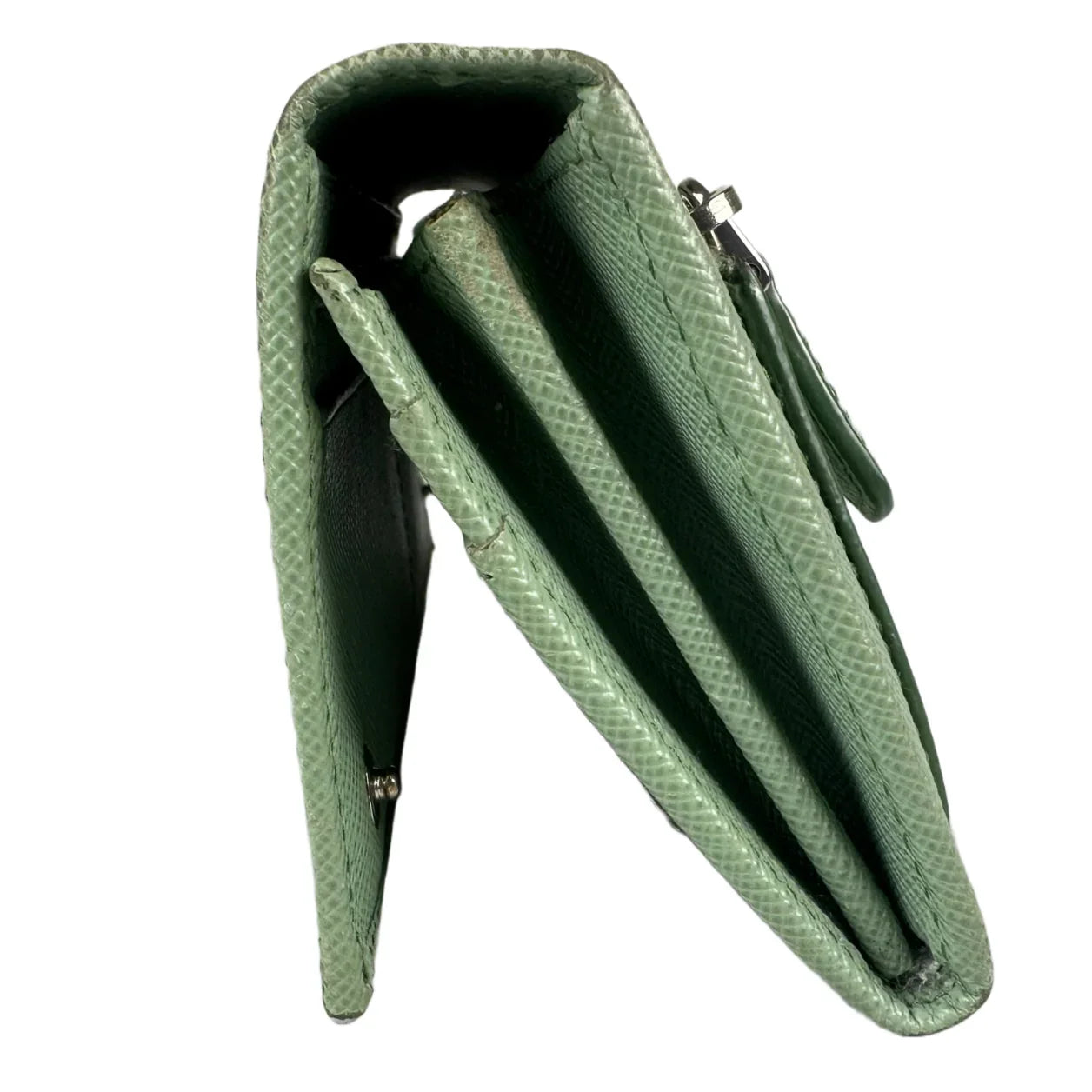 Prada Saffiano Metal Acquamarina Long Folio Leather Wallet