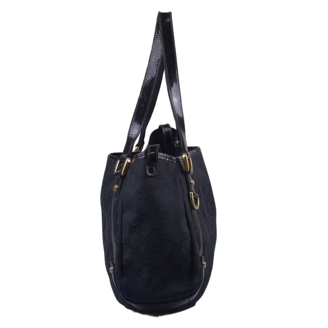 Gucci Abbey GG Monogram Canvas X Leather Tote Bag, Black