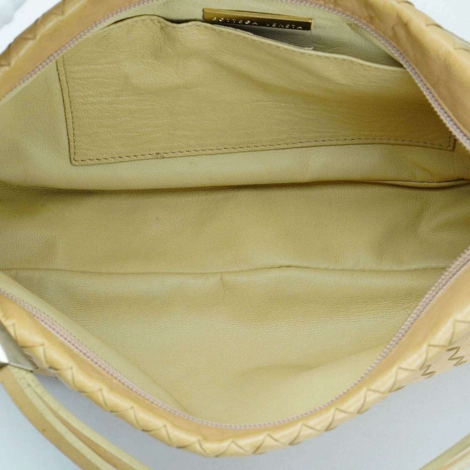 Bottega Veneta Intrecciato Leather Shoulder Bag Beige