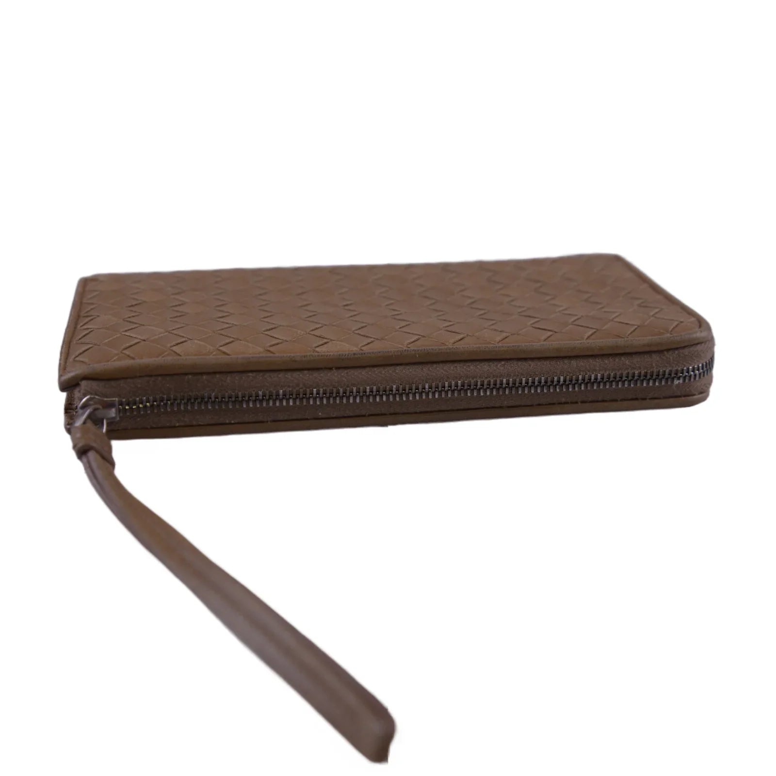 Bottega Veneta Intrecciato L-Shaped Long Wallet, Brown