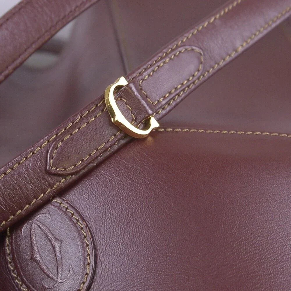 Cartier Must de Leather Bucket Bag Burgandy
