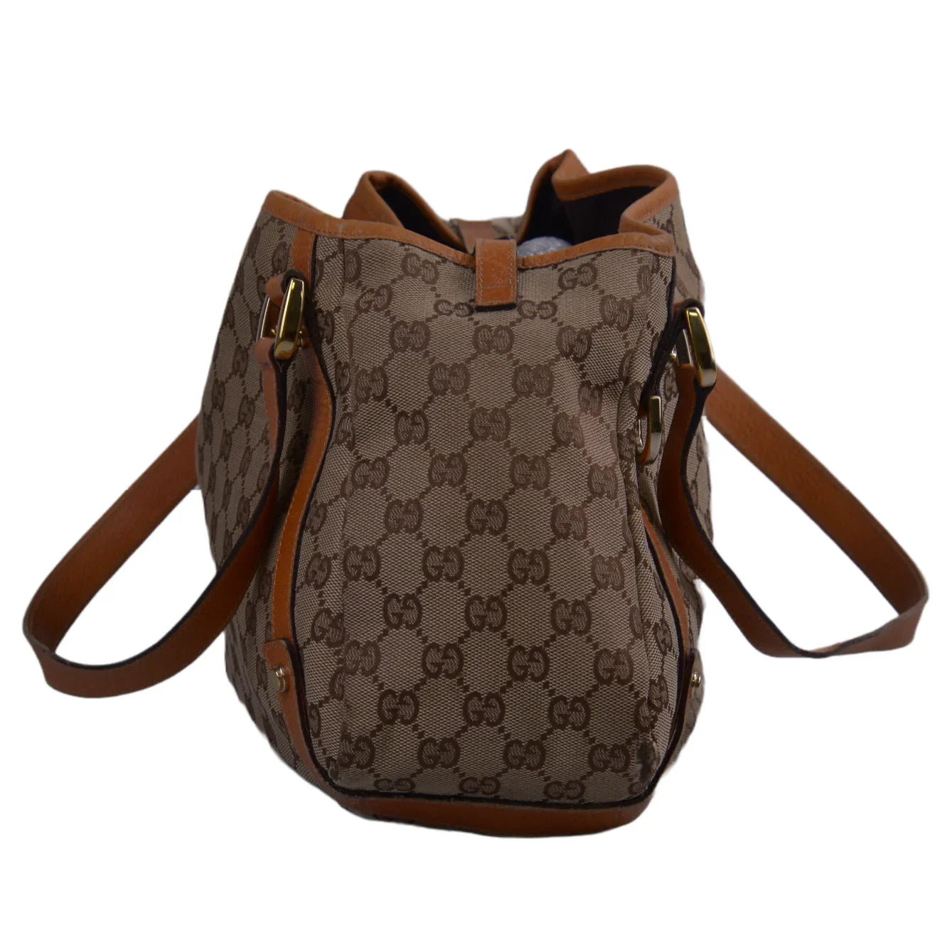 Gucci Abbey GG Monogram Canvas X Leather Tote Bag, Tan