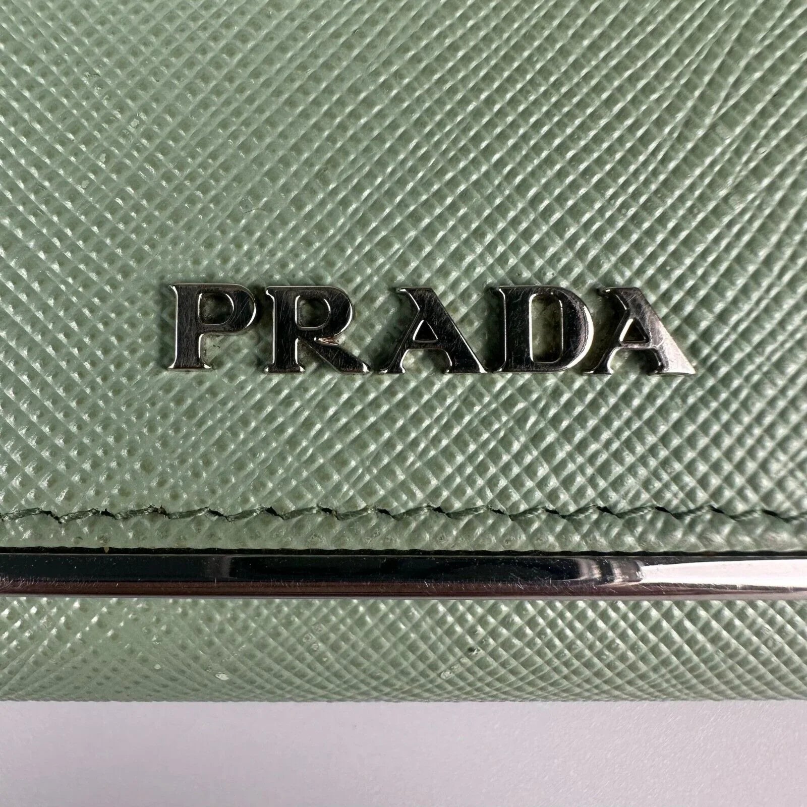 Prada Saffiano Metal Acquamarina Long Folio Leather Wallet