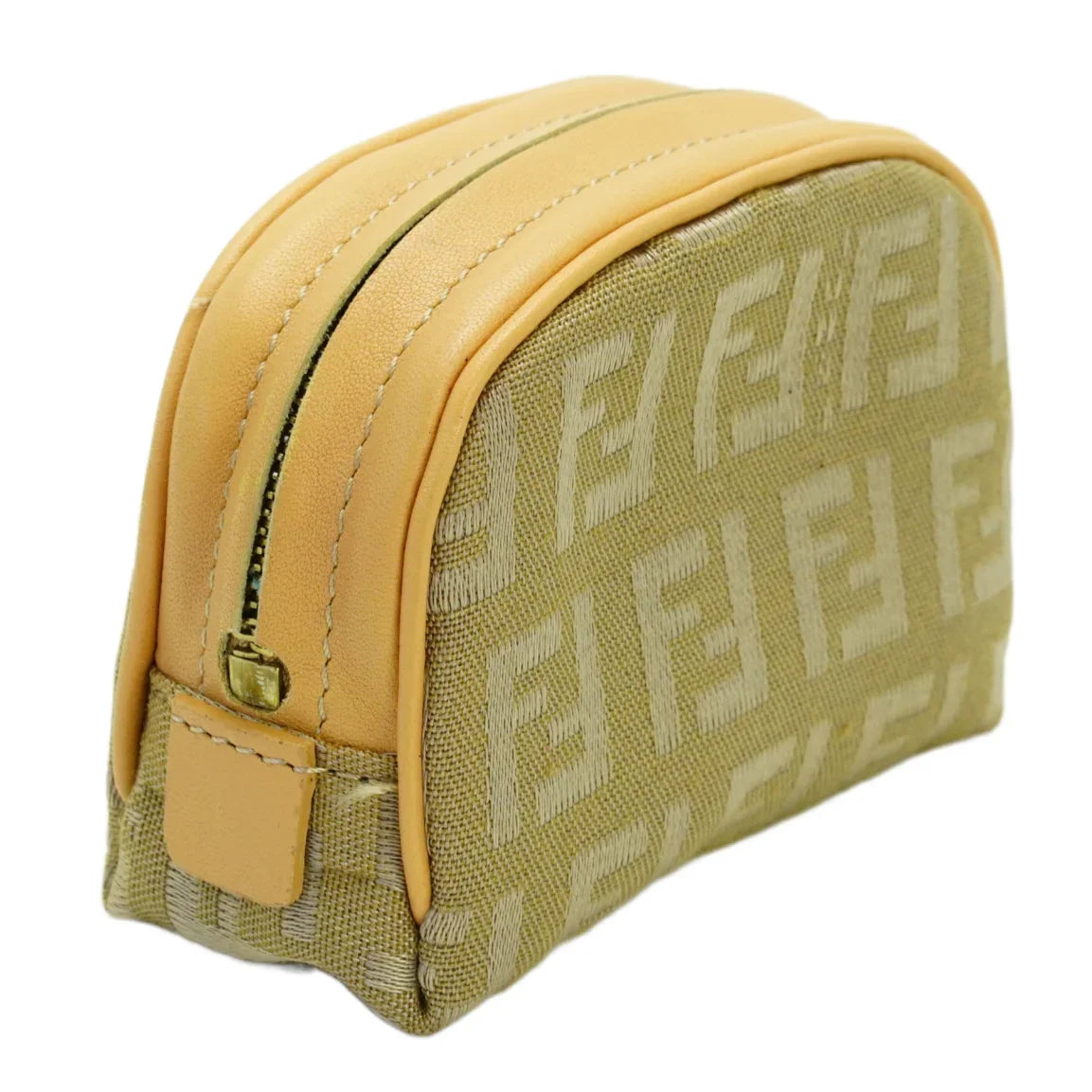 Fendi Zucca Zipped Coin Purse Beige