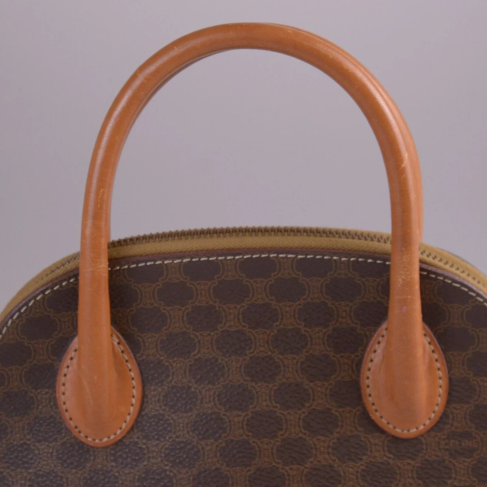 Celine Macadam Monogram Mini Leather Bag Brown