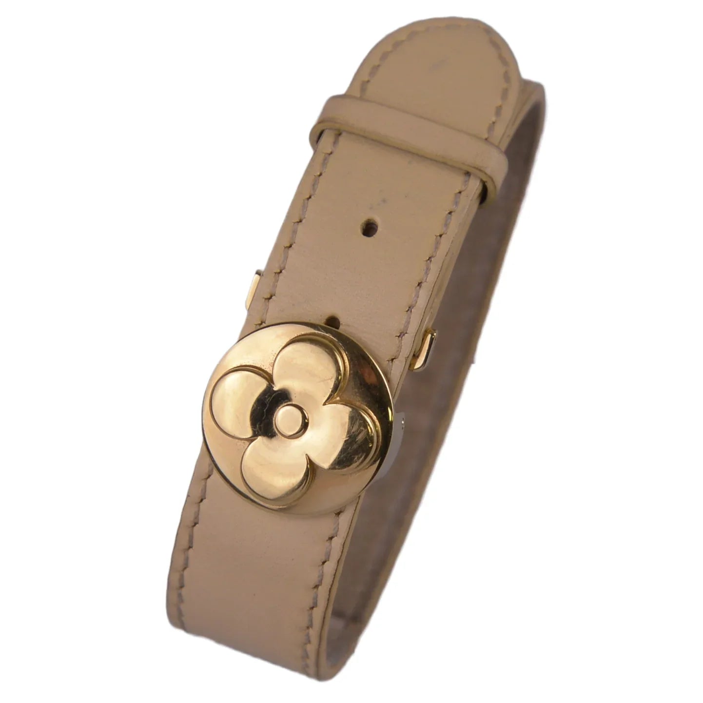 Louis Vuitton Good Luck Monogram Leather Bangle, Beige