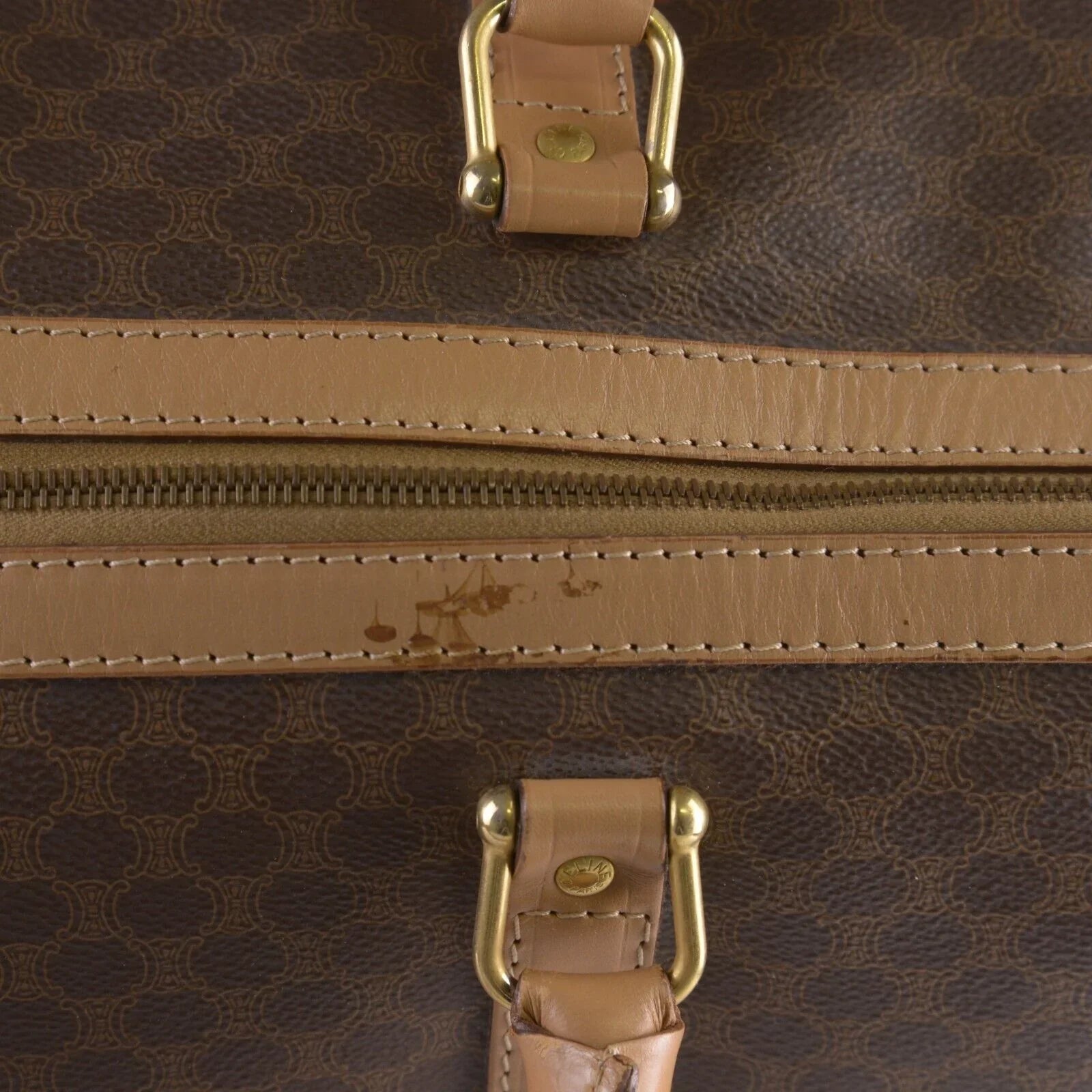 Celine Macadam Travel Boston Bag Brown