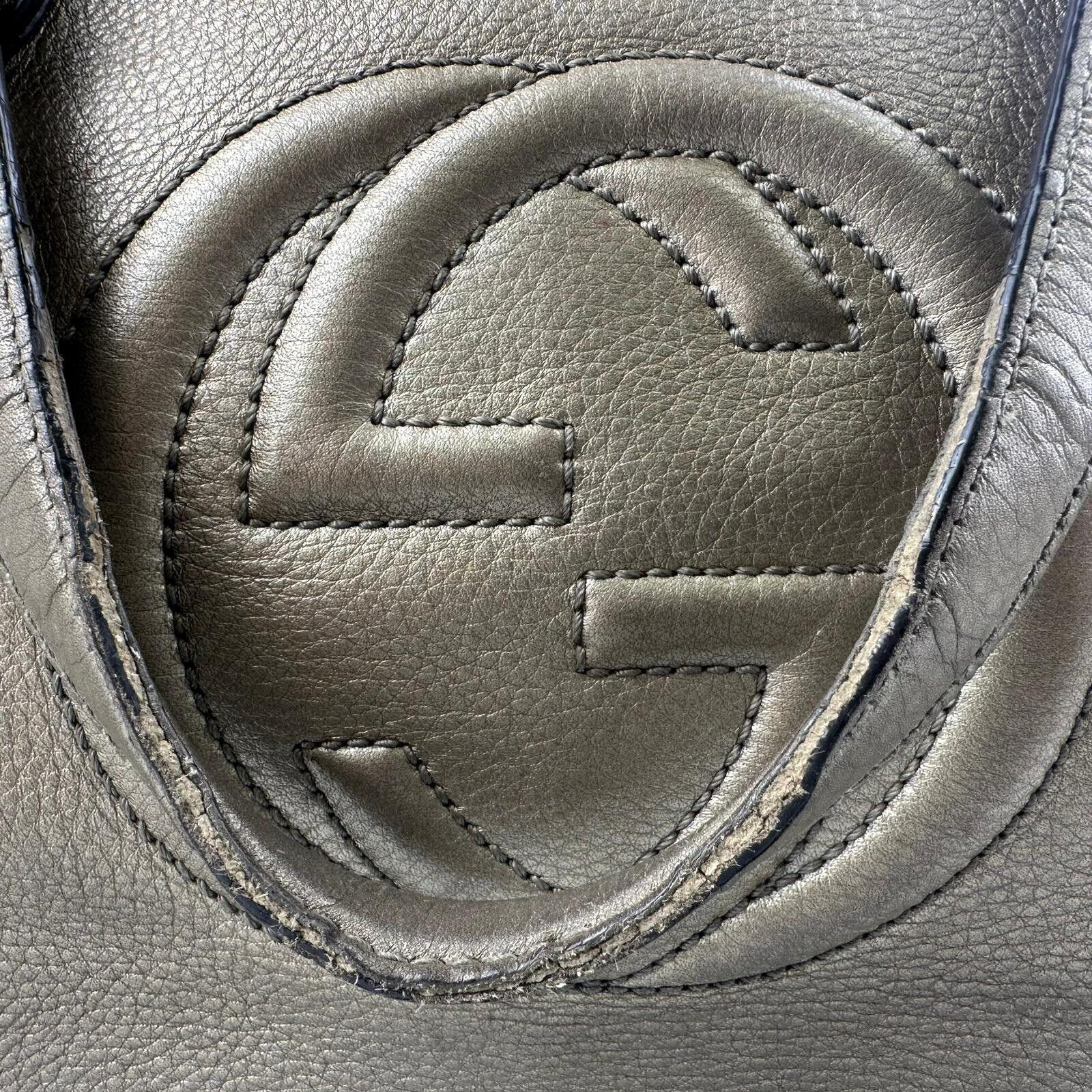 Gucci Interlocking GG Soho Working Tote Bag, Metallic Champagne