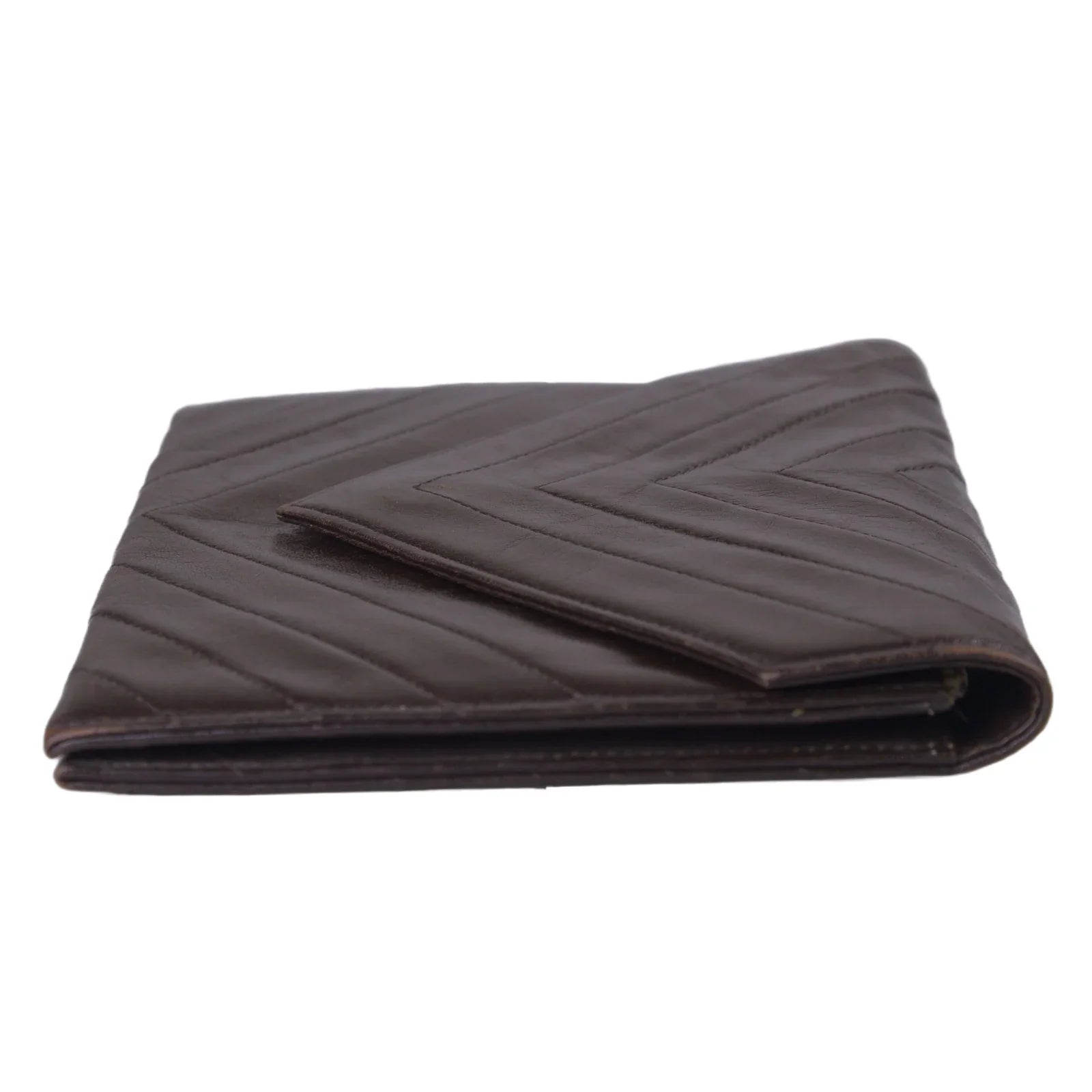 YSL Yves Saint Laurent Leather Clutch Bag Brown