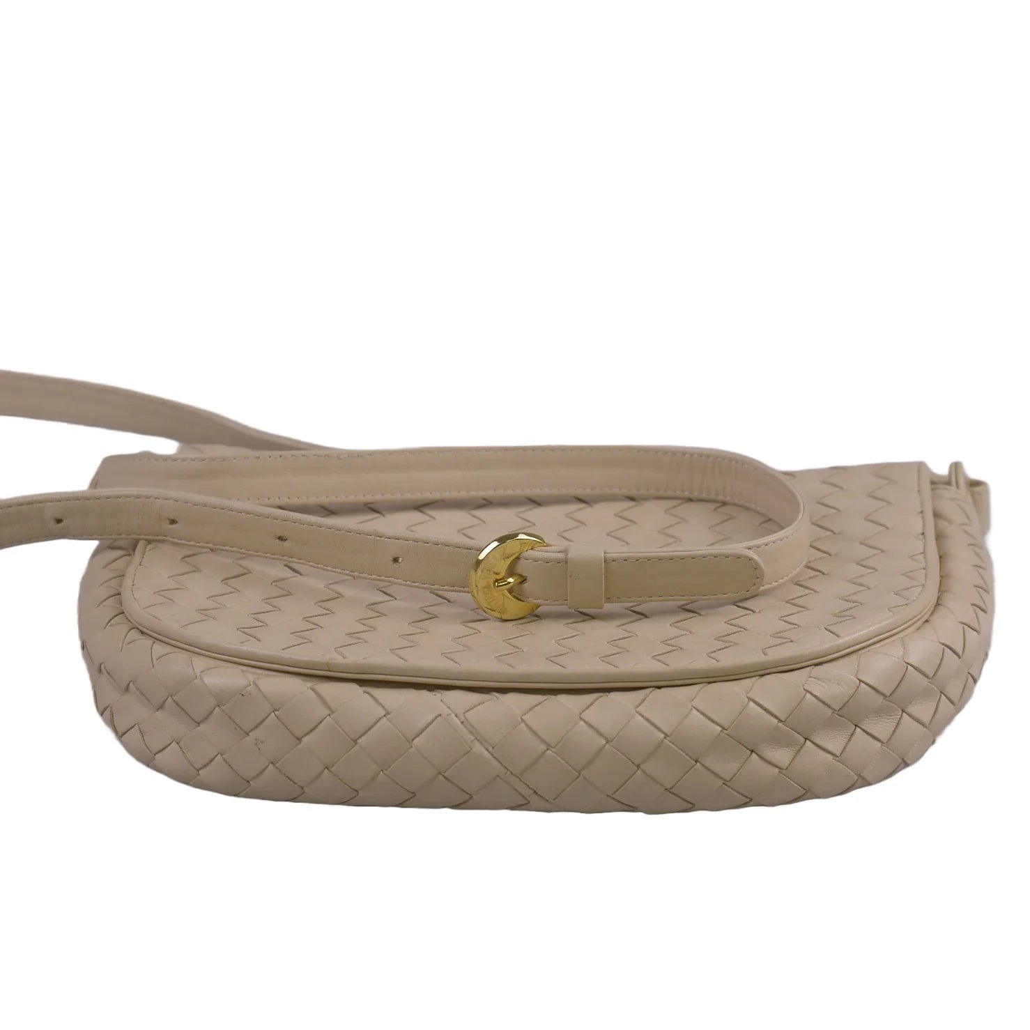 Bottega Veneta Intrecciato Nappa Shoulder Bag Leather Ivory