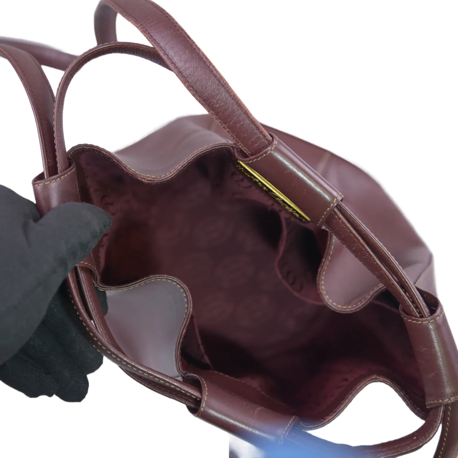 Cartier Must de Leather Bucket Bag Burgandy