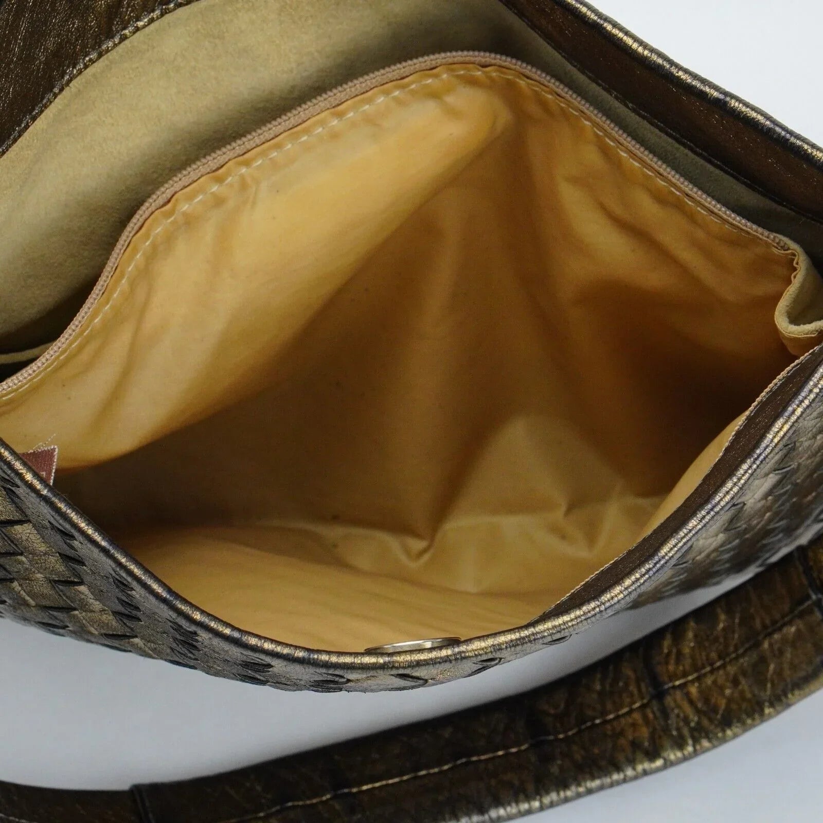 Bottega Veneta Intrecciato Leather Shoulder Bag Gold