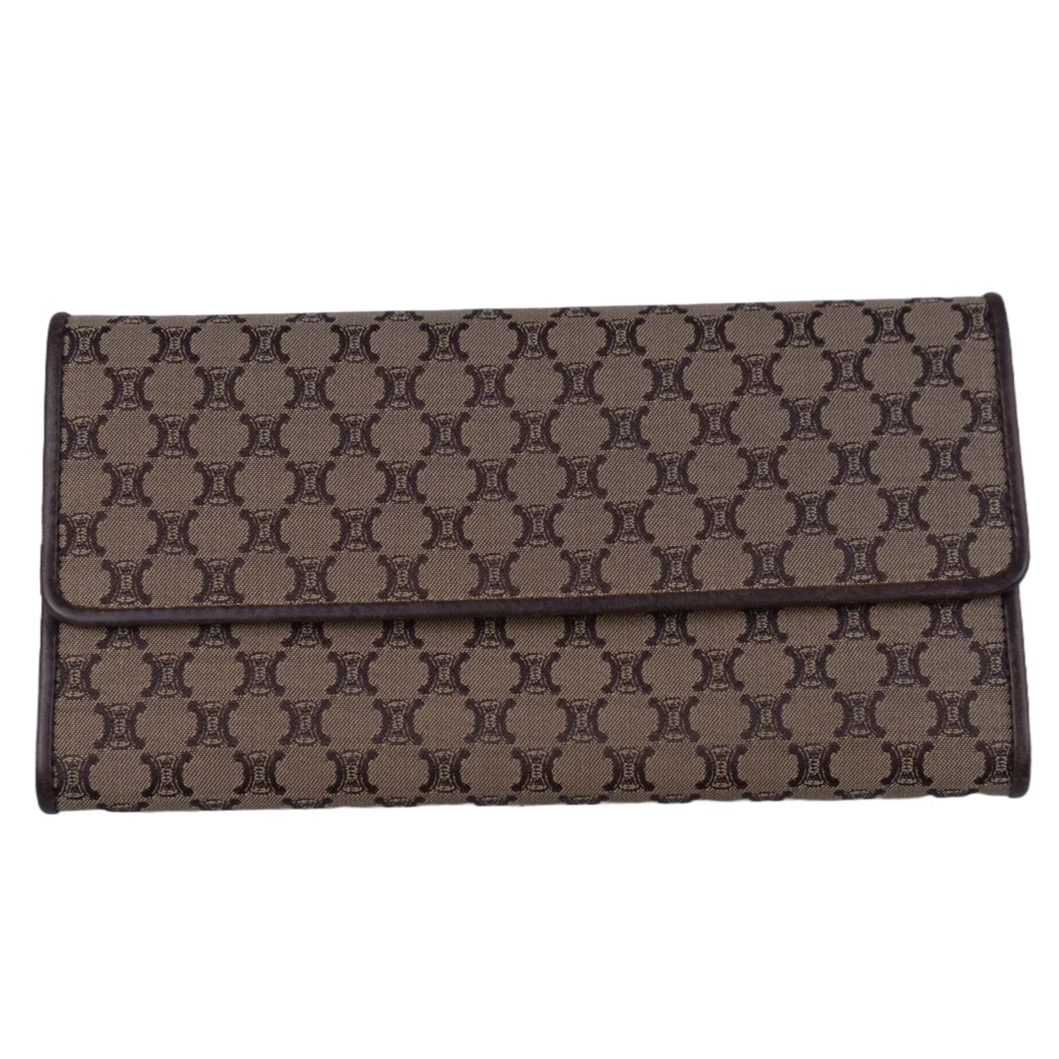 Celine Macadam Monogram Canvas X Leather Long Wallet Brown