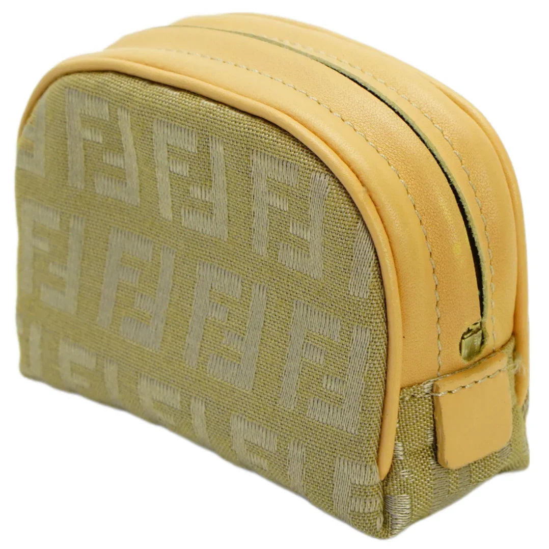 Fendi Zucca Zipped Coin Purse Beige