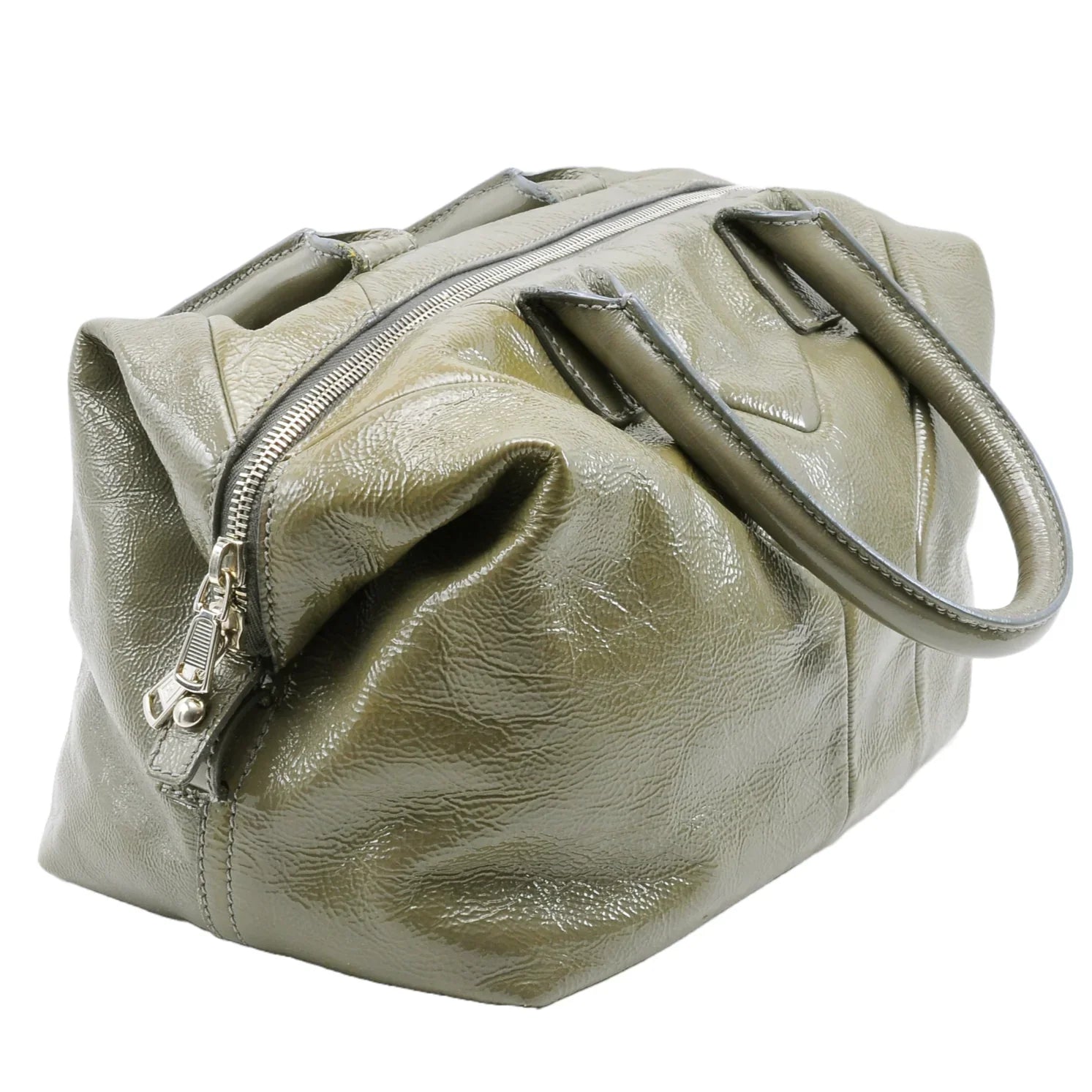 Yves Saint Laurent Easy Patent Leather Boston Bag Olive