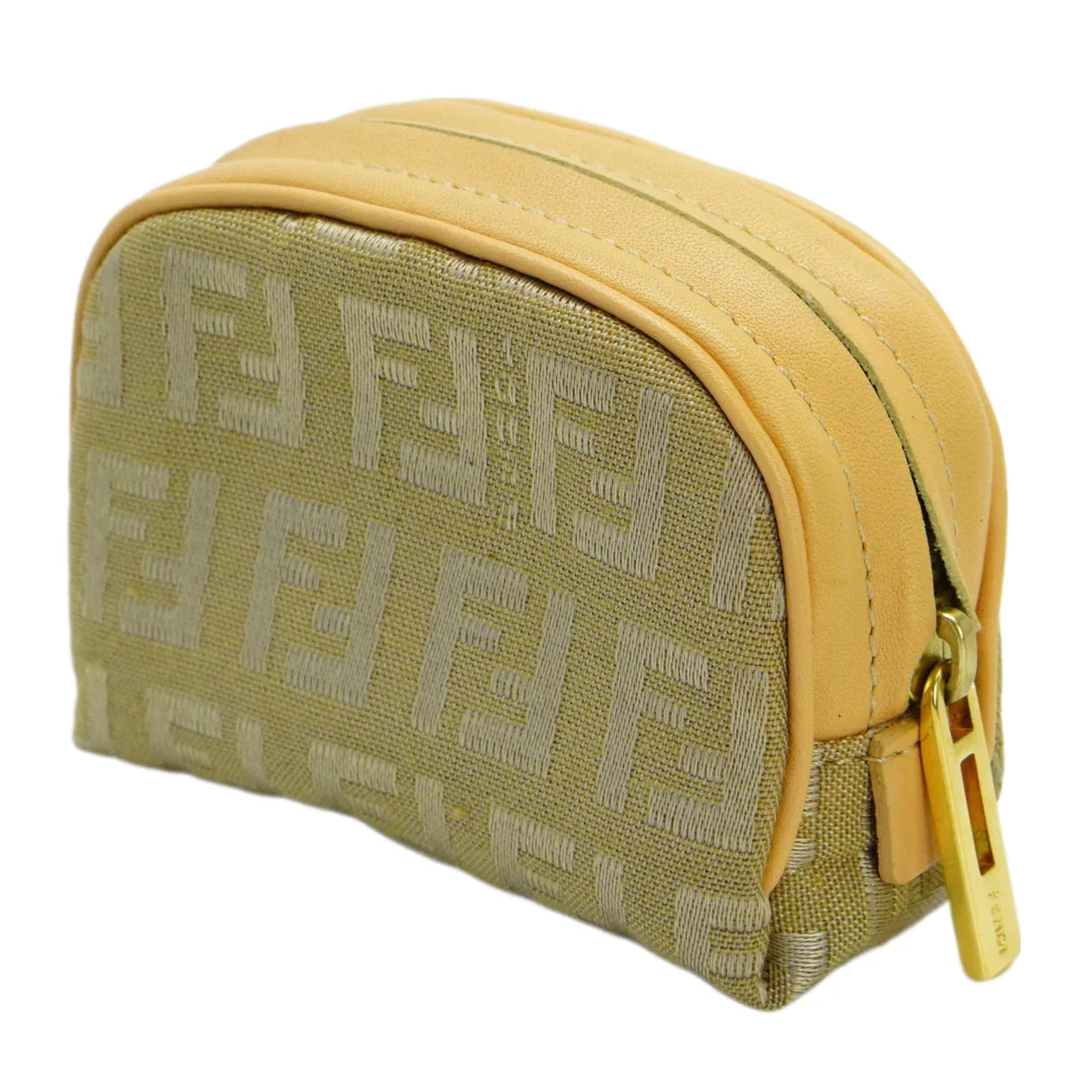 Fendi Zucca Zipped Coin Purse Beige
