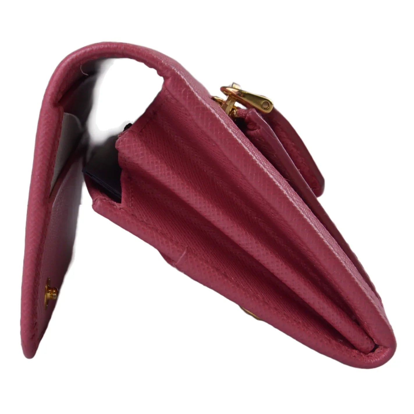 Prada Saffiano Leather Long Wallet and Card Holder Pink