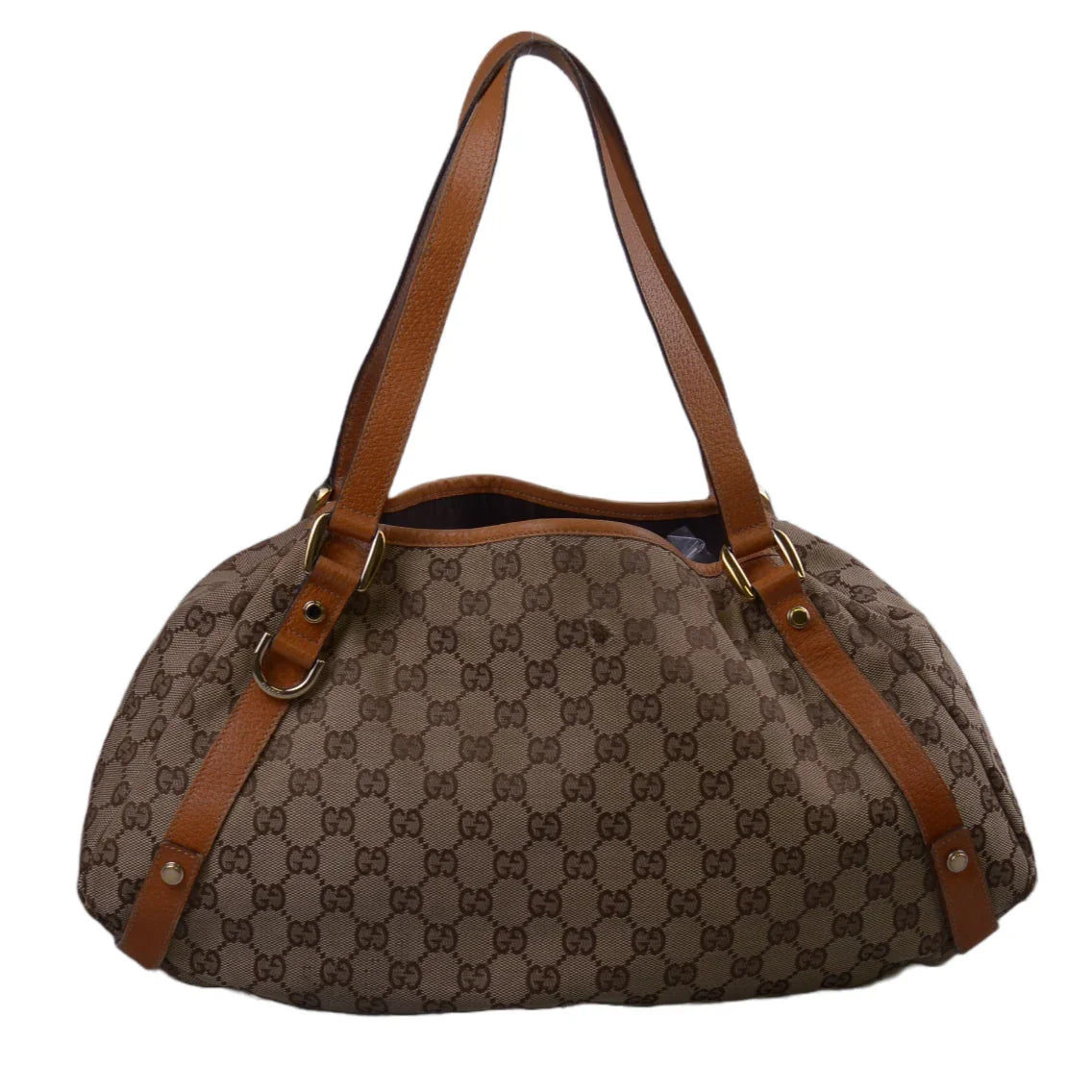 Gucci Abbey GG Monogram Canvas X Leather Tote Bag, Tan