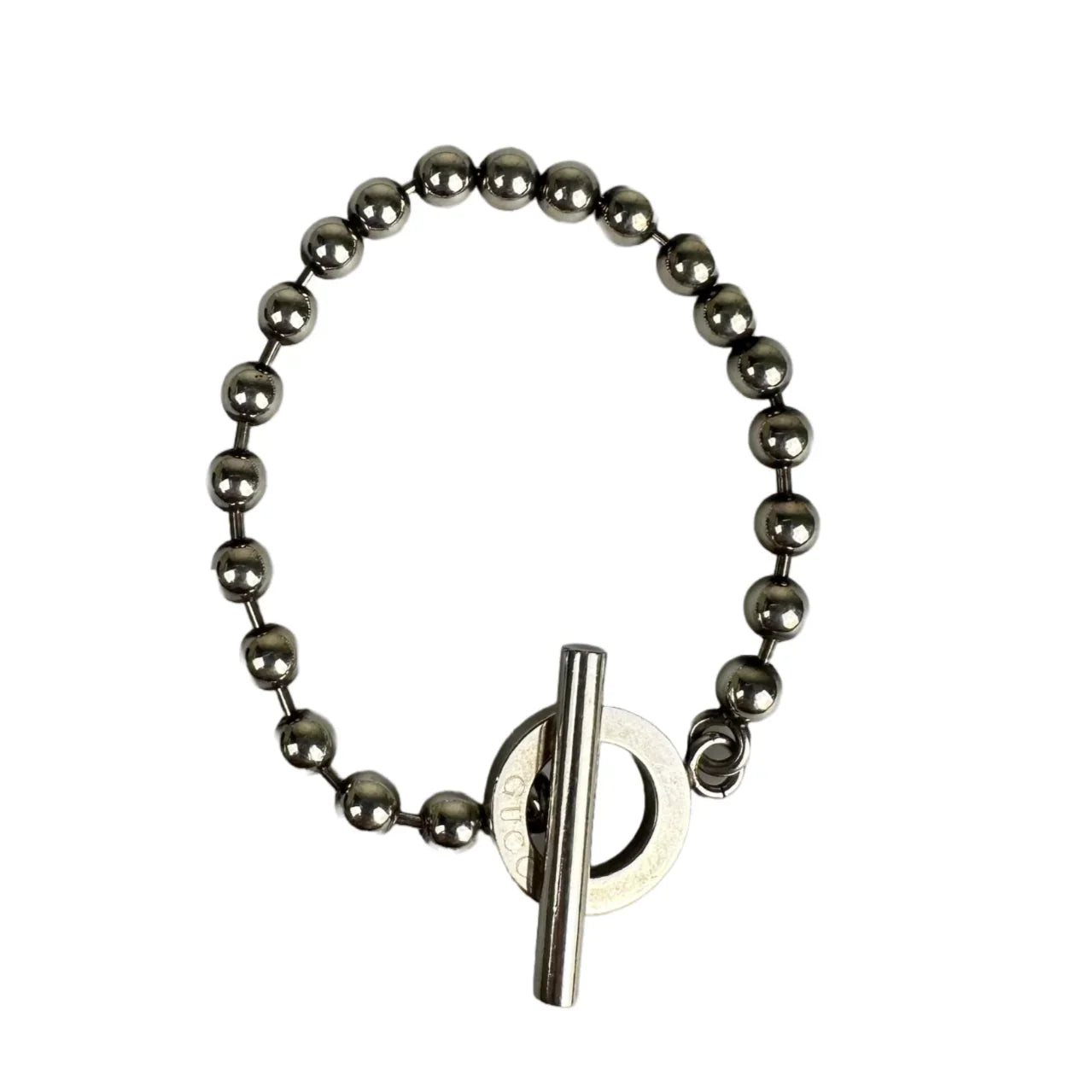 Gucci T-Bar Ball Chain Bracelet Sterling Silver