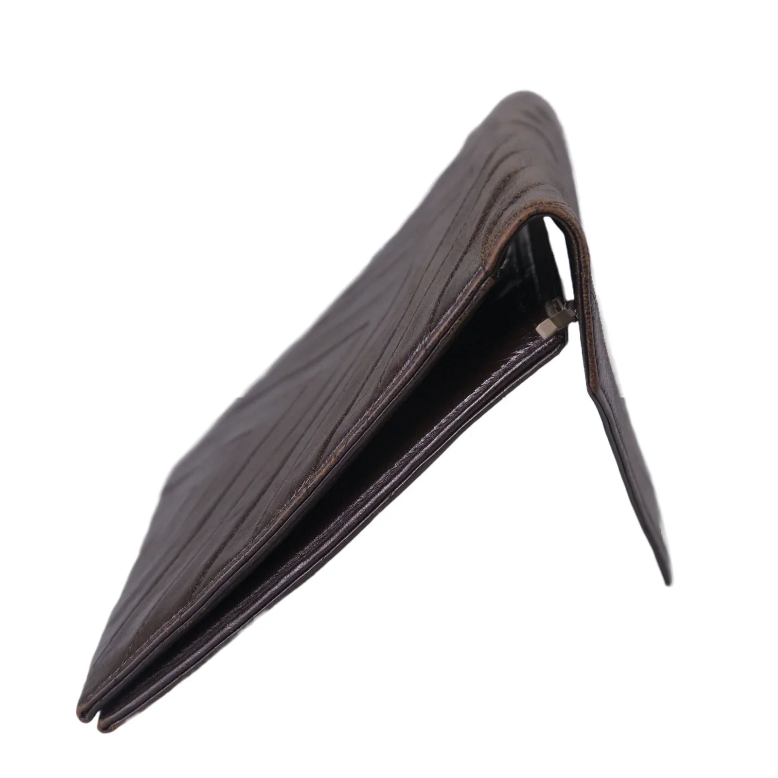 YSL Yves Saint Laurent Leather Clutch Bag Brown