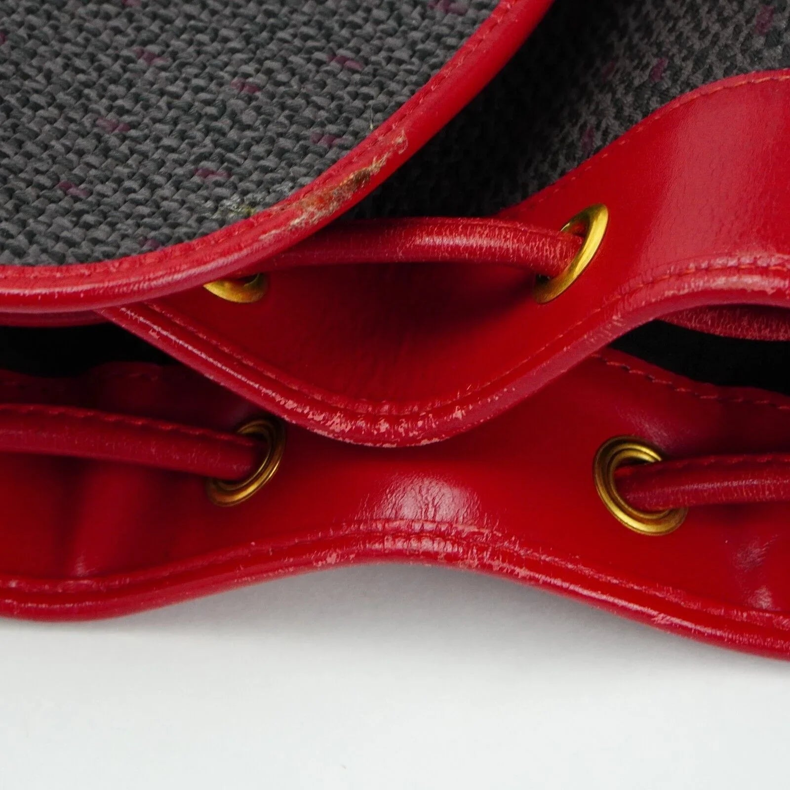 Yves Saint Laurent YSL Noe Canvas Bucket Drawstring Bag Red - Lost Designer