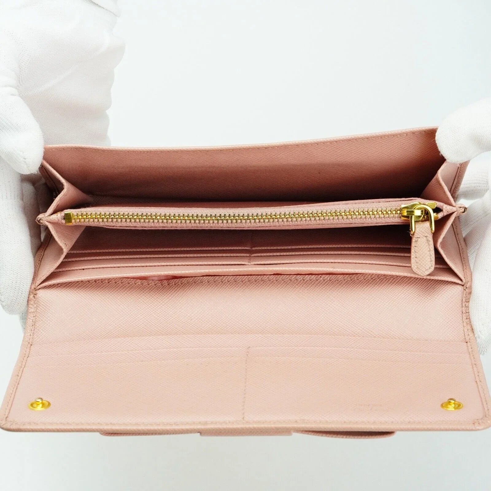 Prada Saffiano Peonia Fiocco Bow Continental Wallet Powder Pink