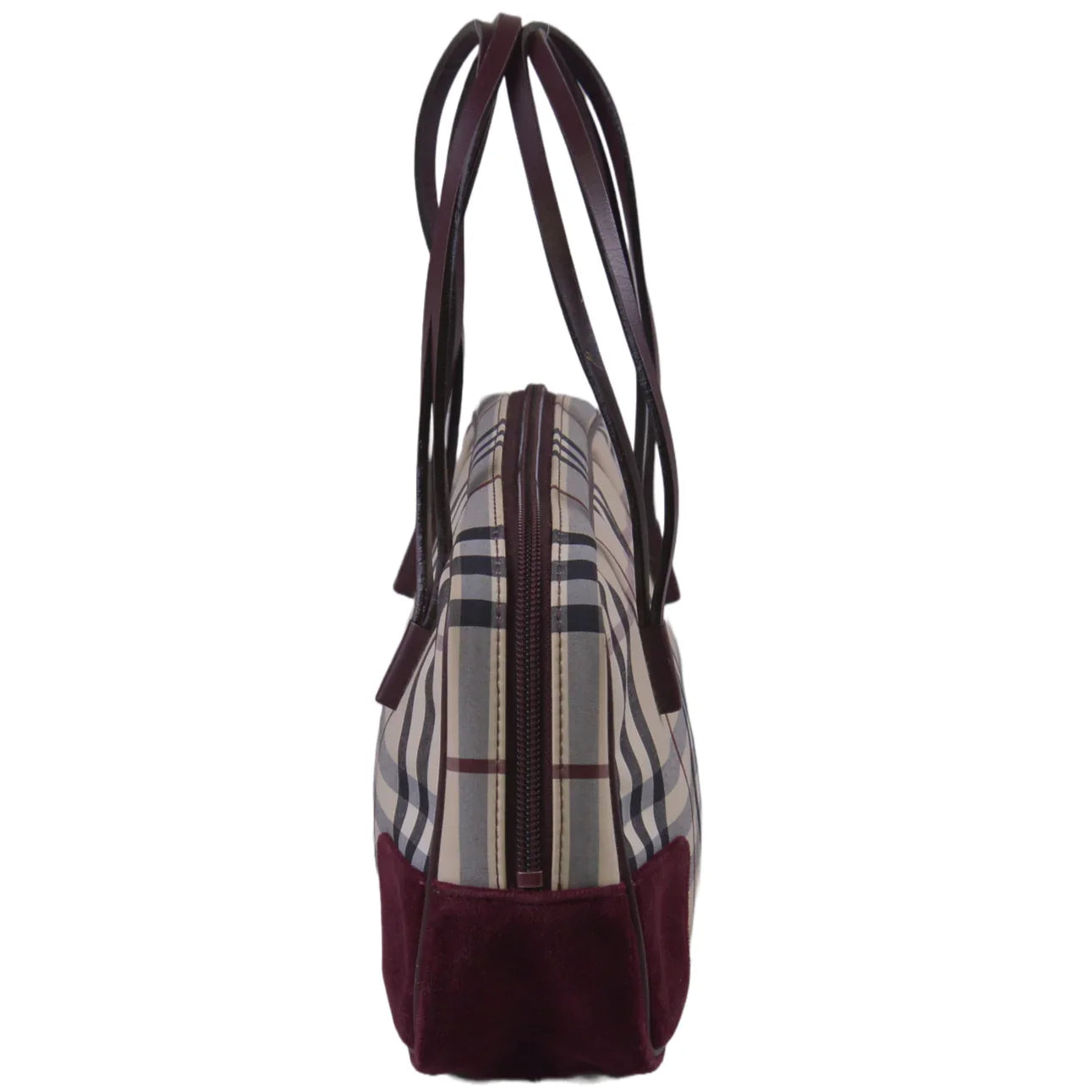Burberry Checked Cotton X Canvas Boston Bag