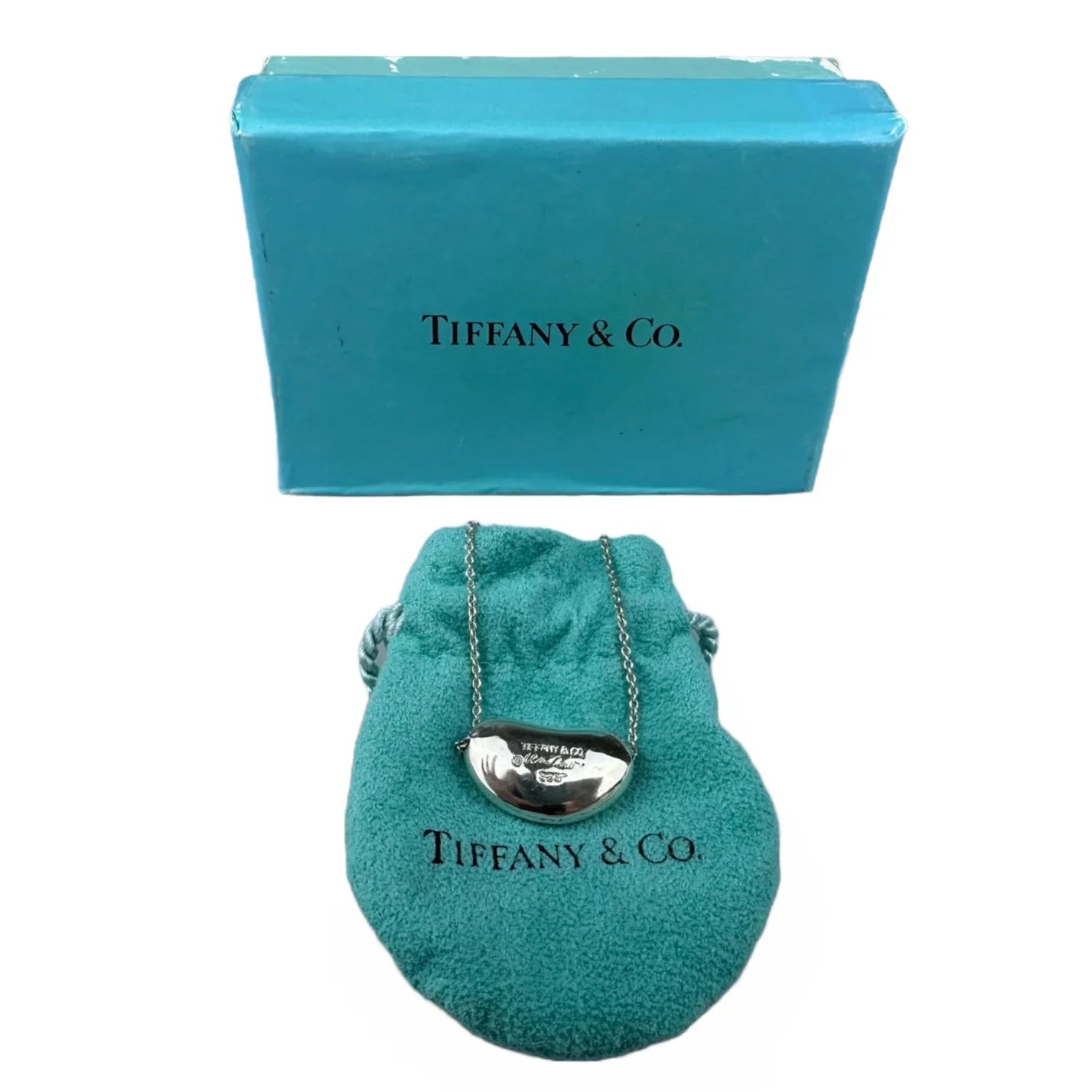 Tiffany & Co Large Bean Pendant Necklace Sterling Silver