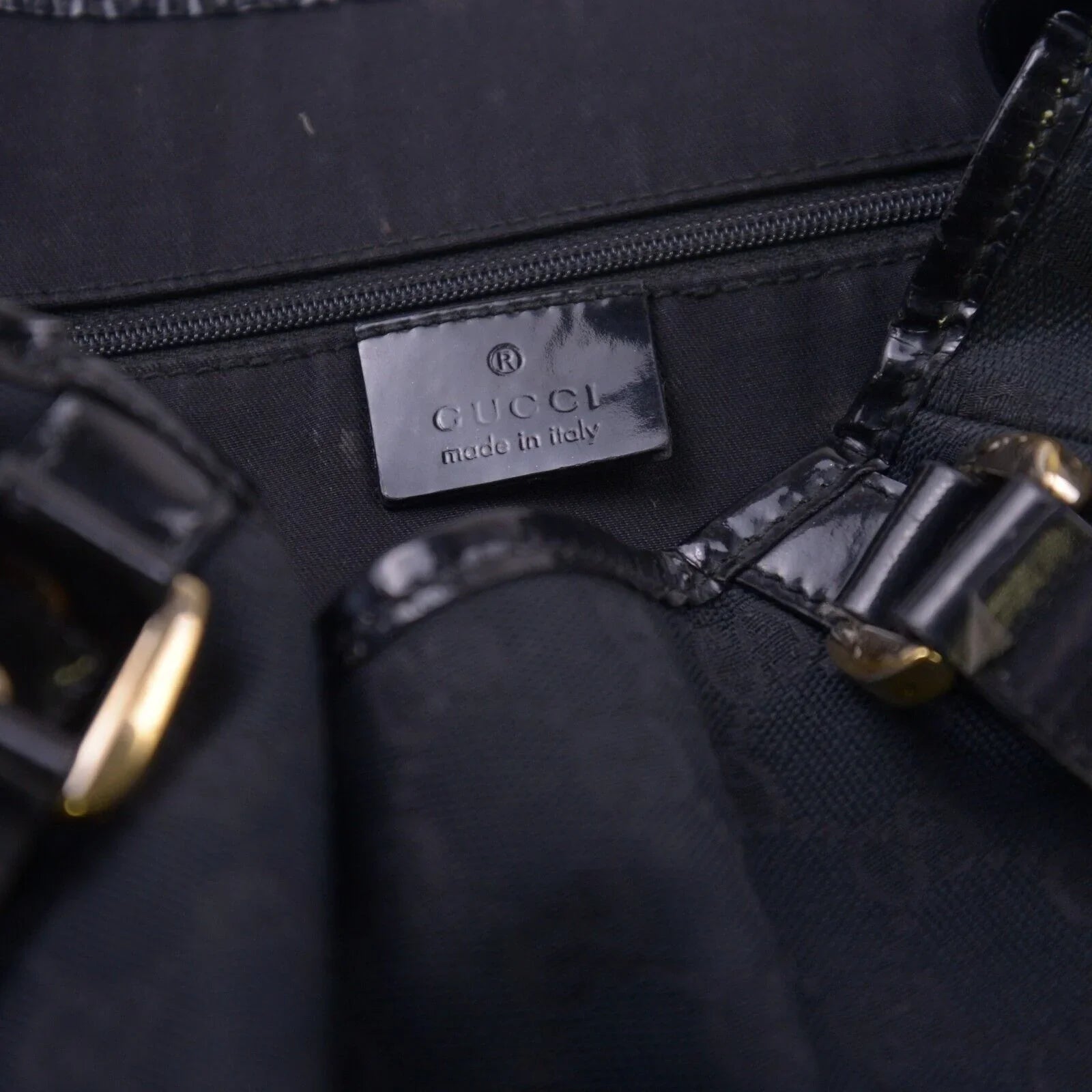 Gucci Abbey GG Monogram Canvas X Leather Tote Bag, Black