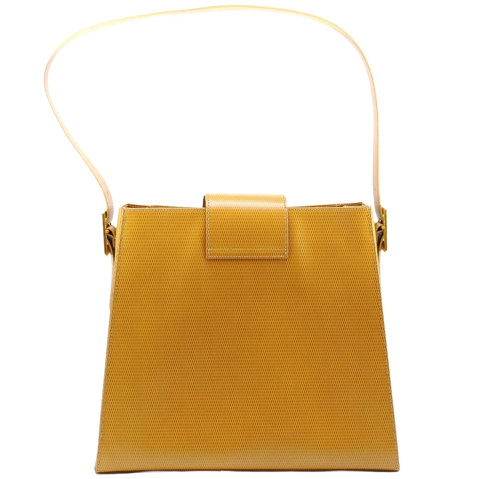 Yves Saint Laurent Lizard Embossed Leather Shoulder Bag Amber