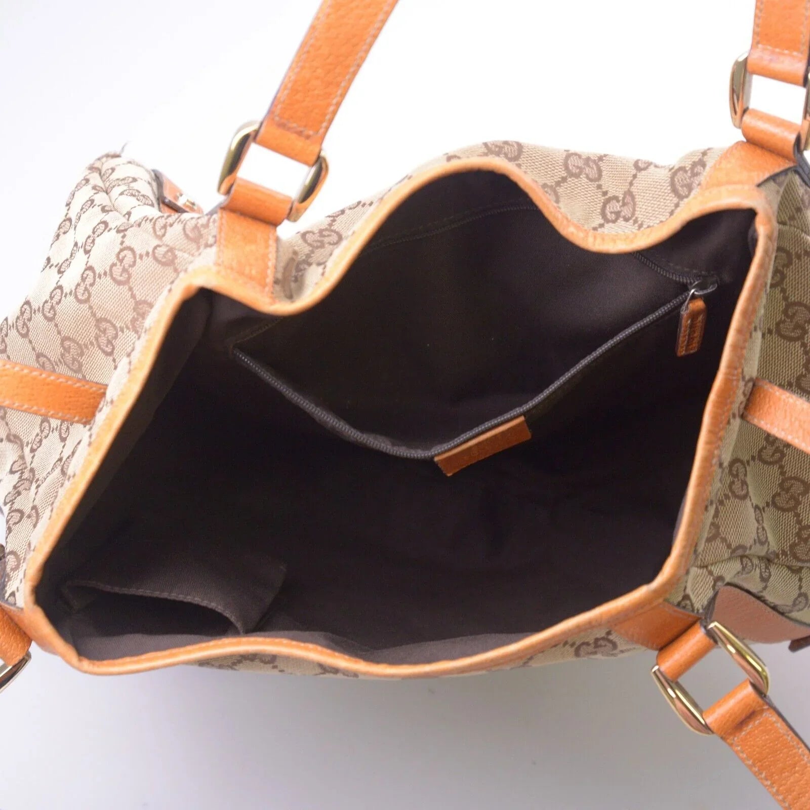 Gucci Abbey GG Monogram Canvas X Leather Tote Bag, Tan