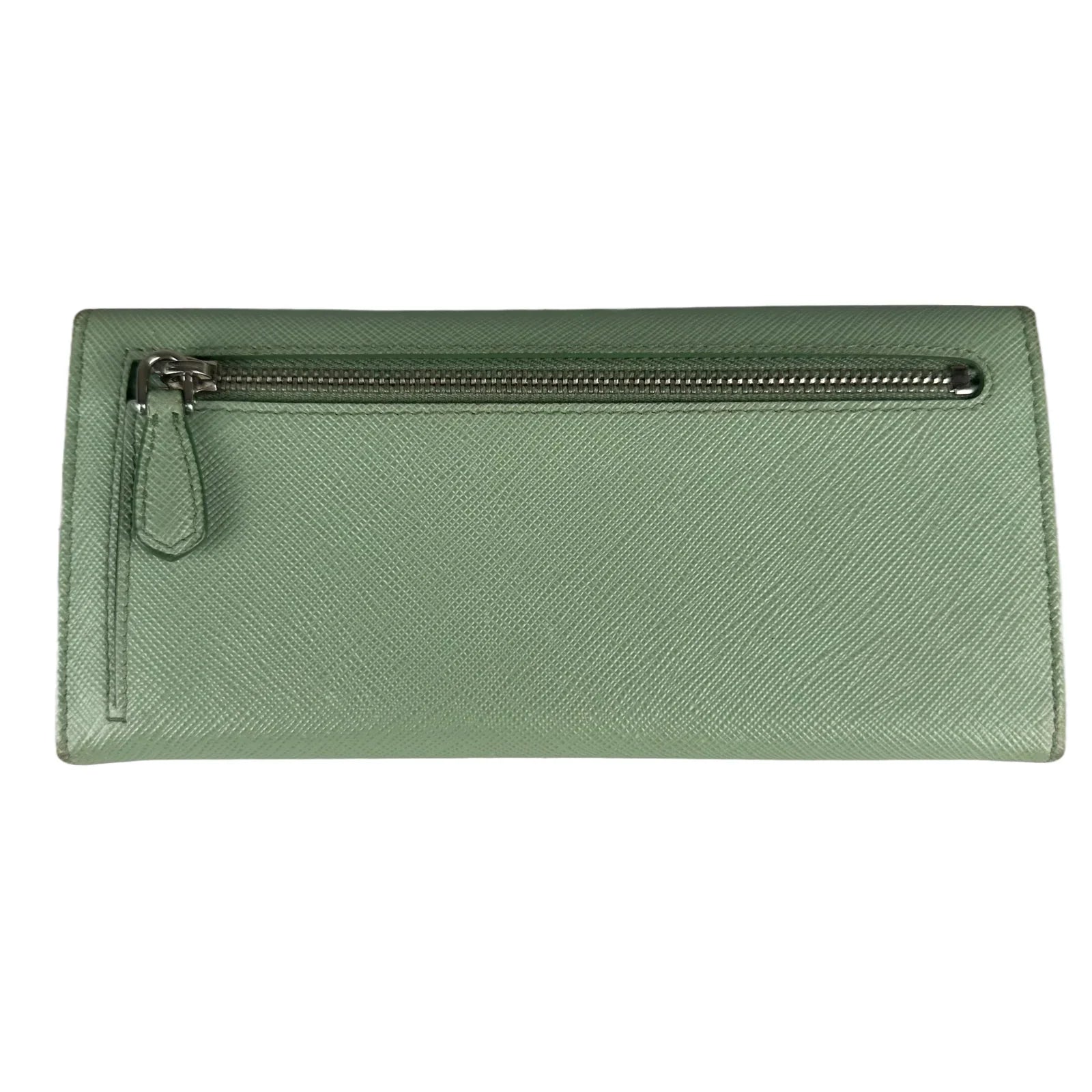 Prada Saffiano Metal Acquamarina Long Folio Leather Wallet