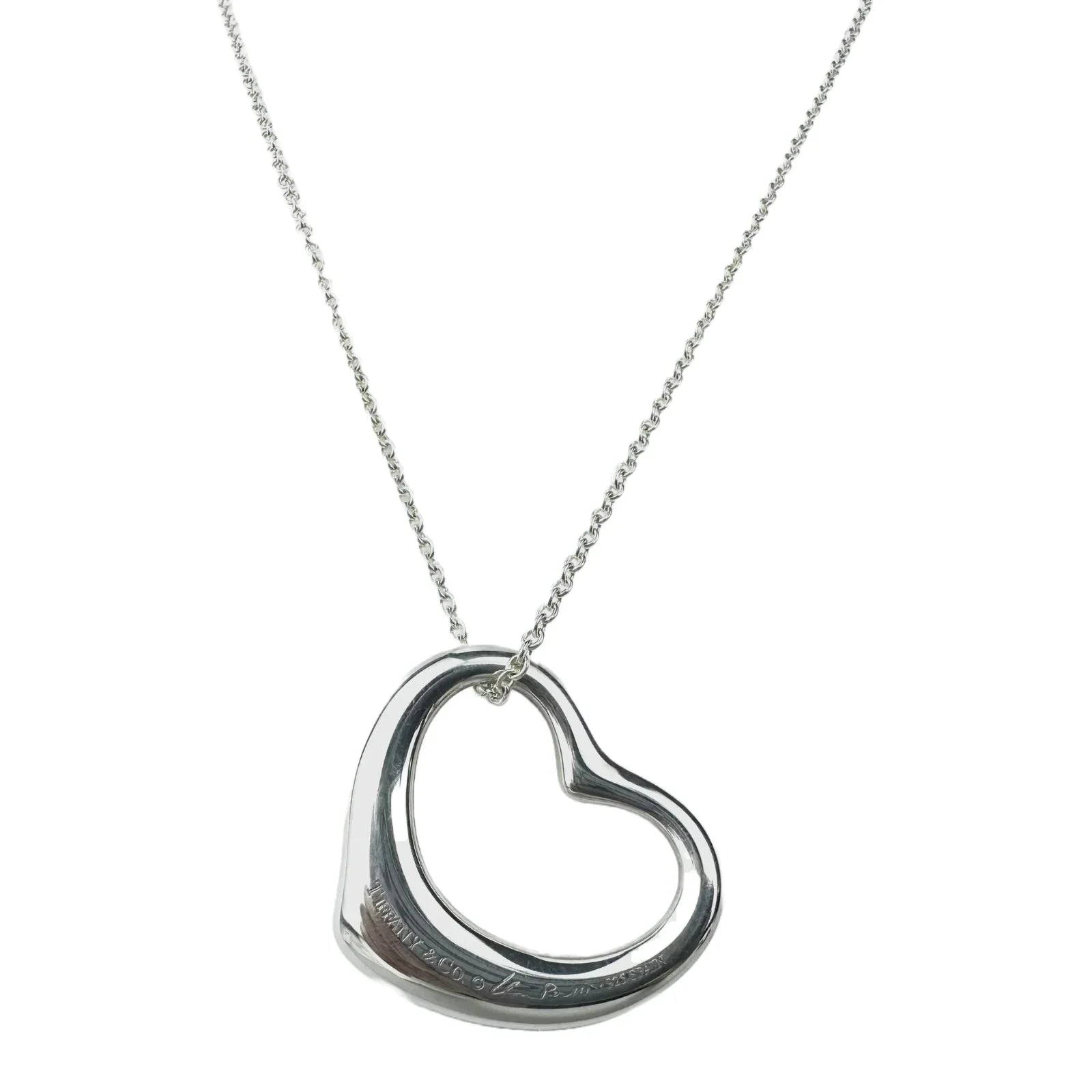 Tiffany & Co. Open Medium Heart Necklace Sterling Silver
