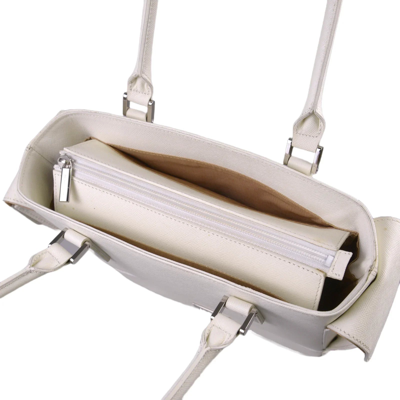 Burberry Handbag, White Coated Canvas