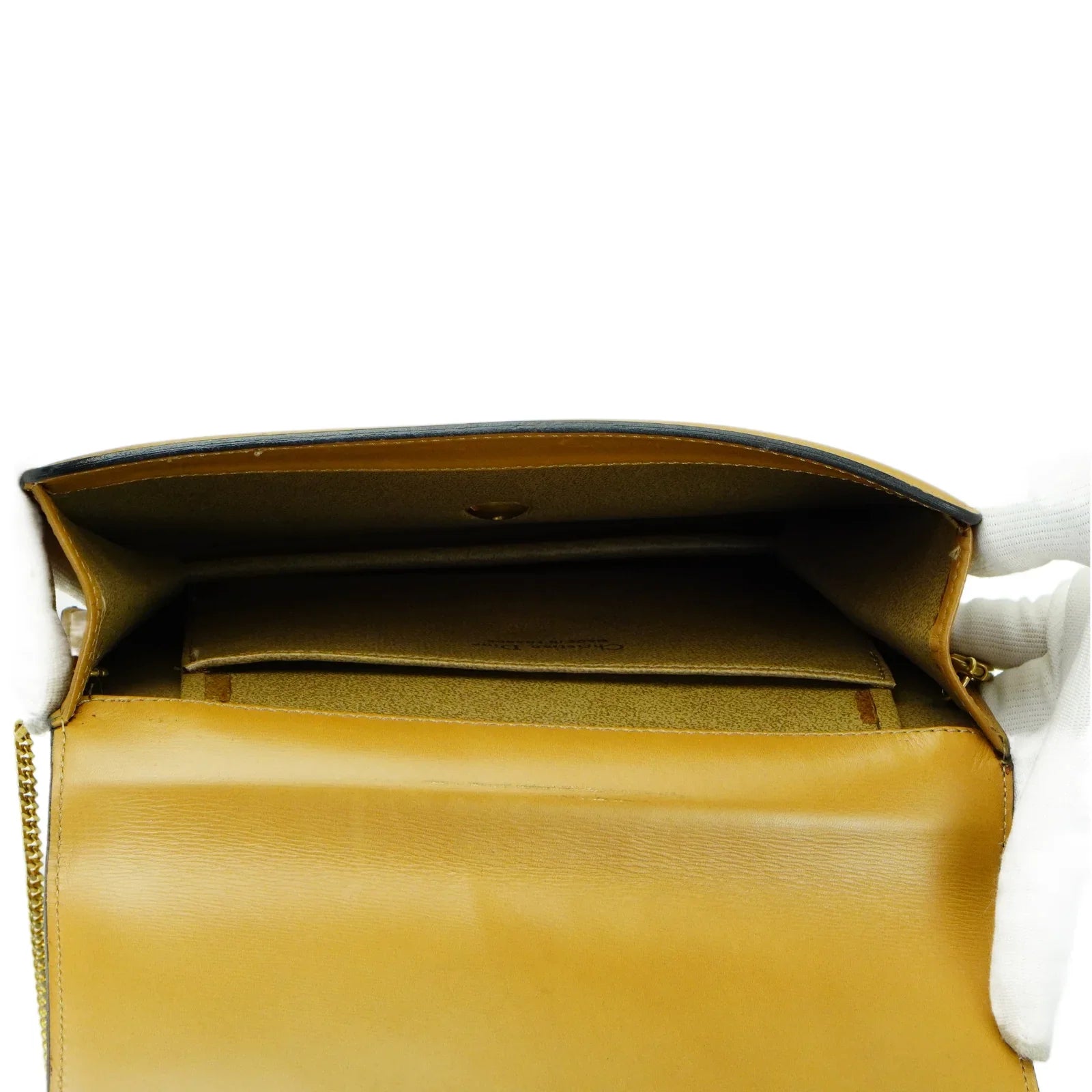 Christian Dior Leather Chain Box Bag Beige