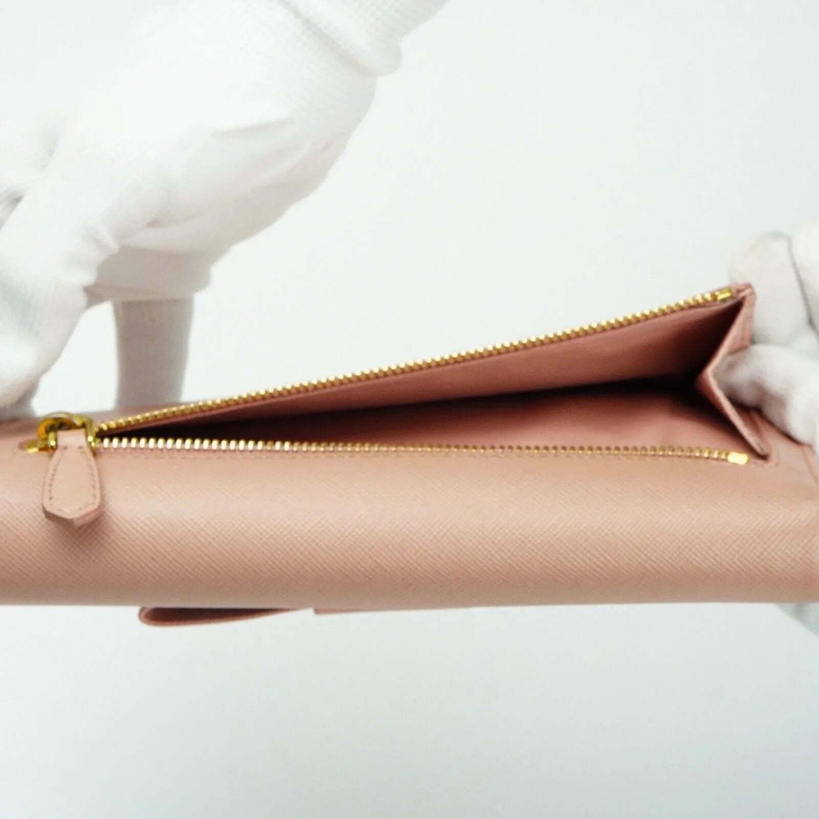 Prada Saffiano Peonia Fiocco Bow Continental Wallet Powder Pink
