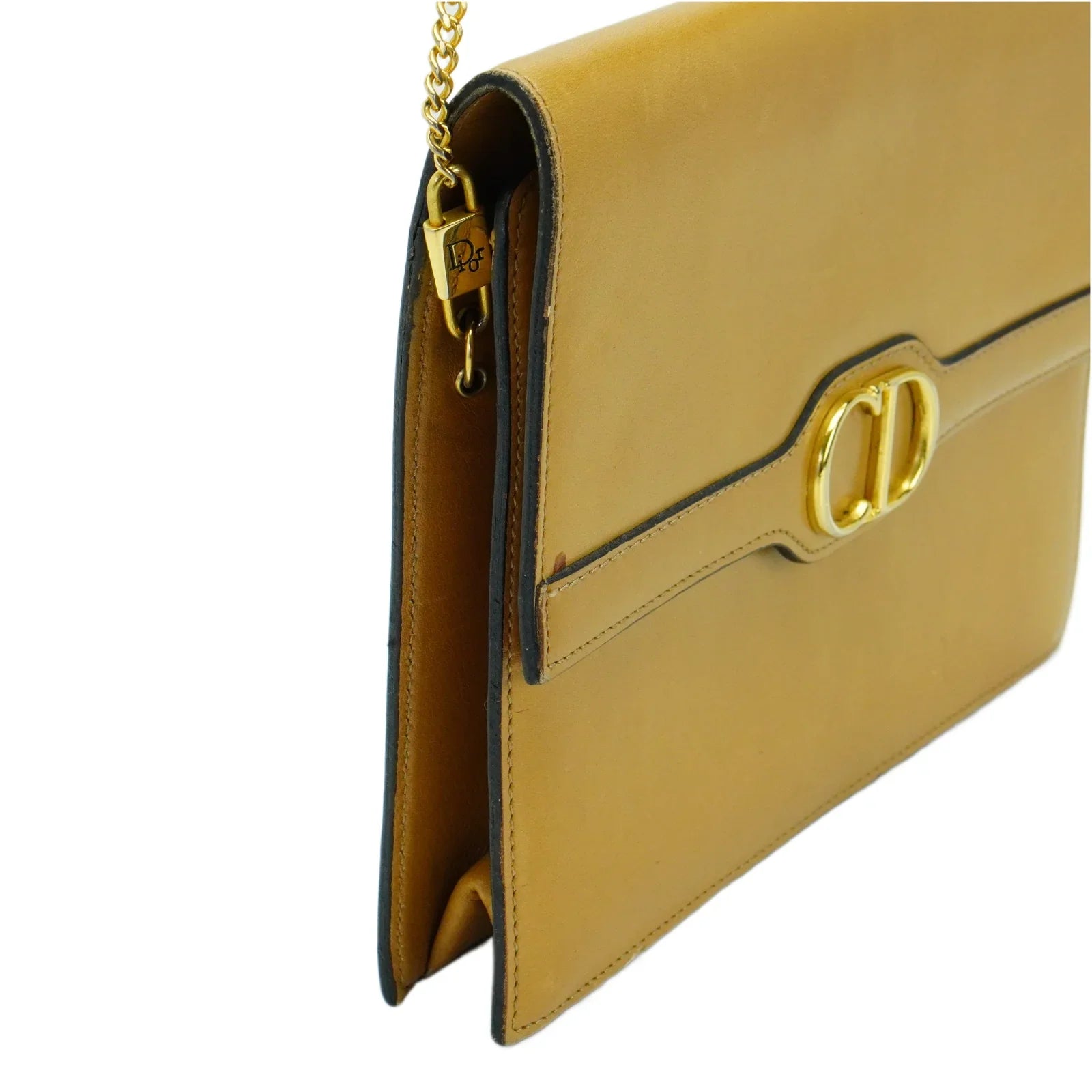 Christian Dior Leather Chain Box Bag Beige