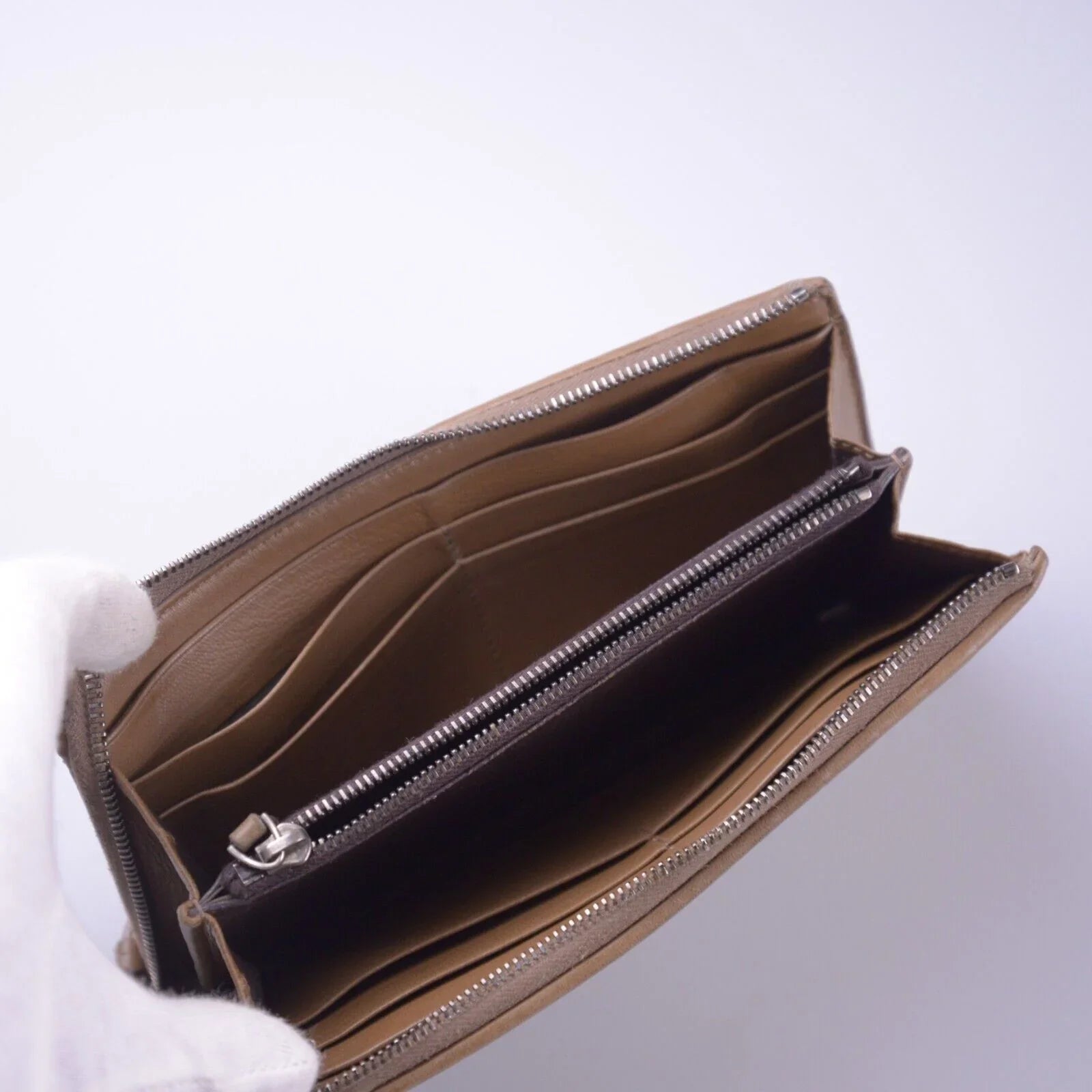 Bottega Veneta Intrecciato L-Shaped Long Wallet, Brown
