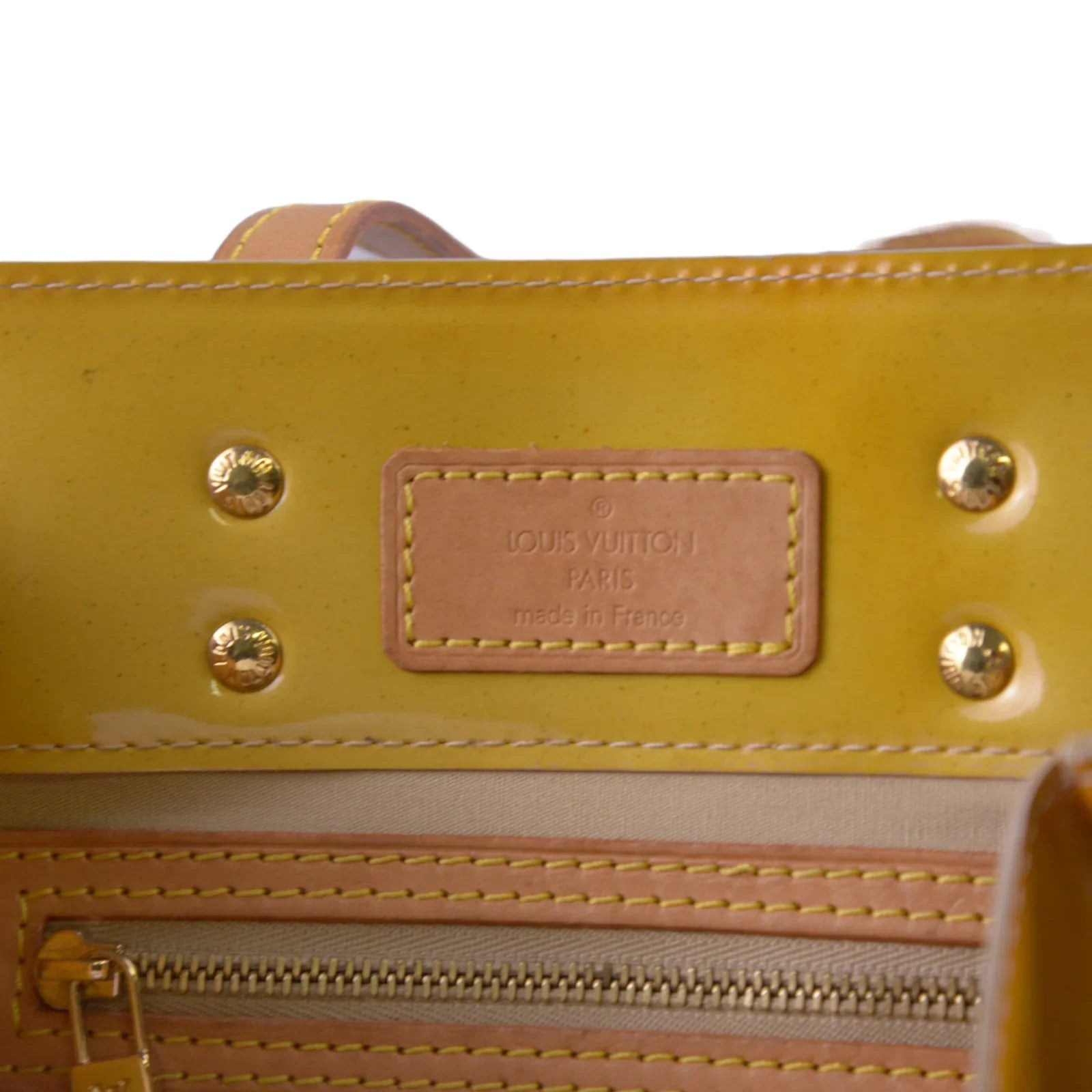 Louis Vuitton Monogram Vernis Reade PM Bag, Tan and Yellow