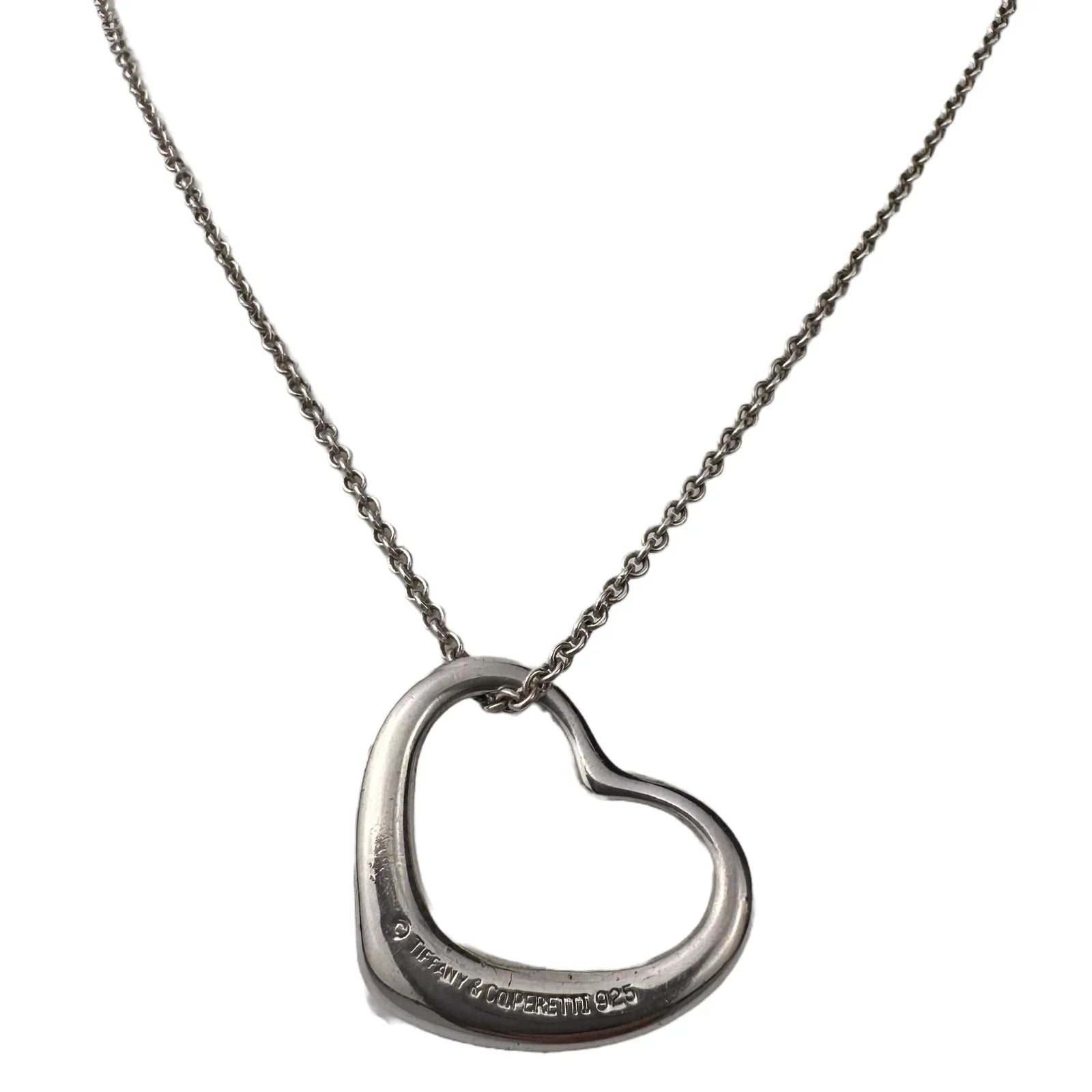 Tiffany & Co. Open Medium Heart Necklace Sterling Silver
