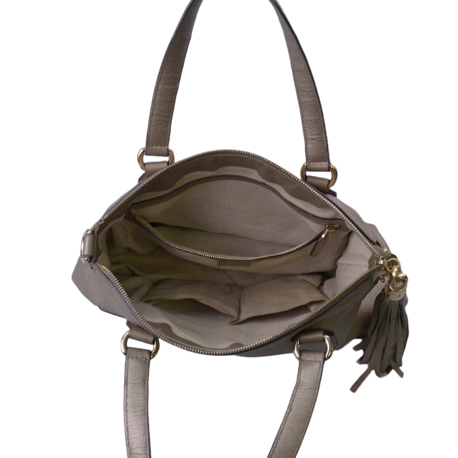 Gucci Interlocking GG Soho Working Tote Bag, Metallic Champagne