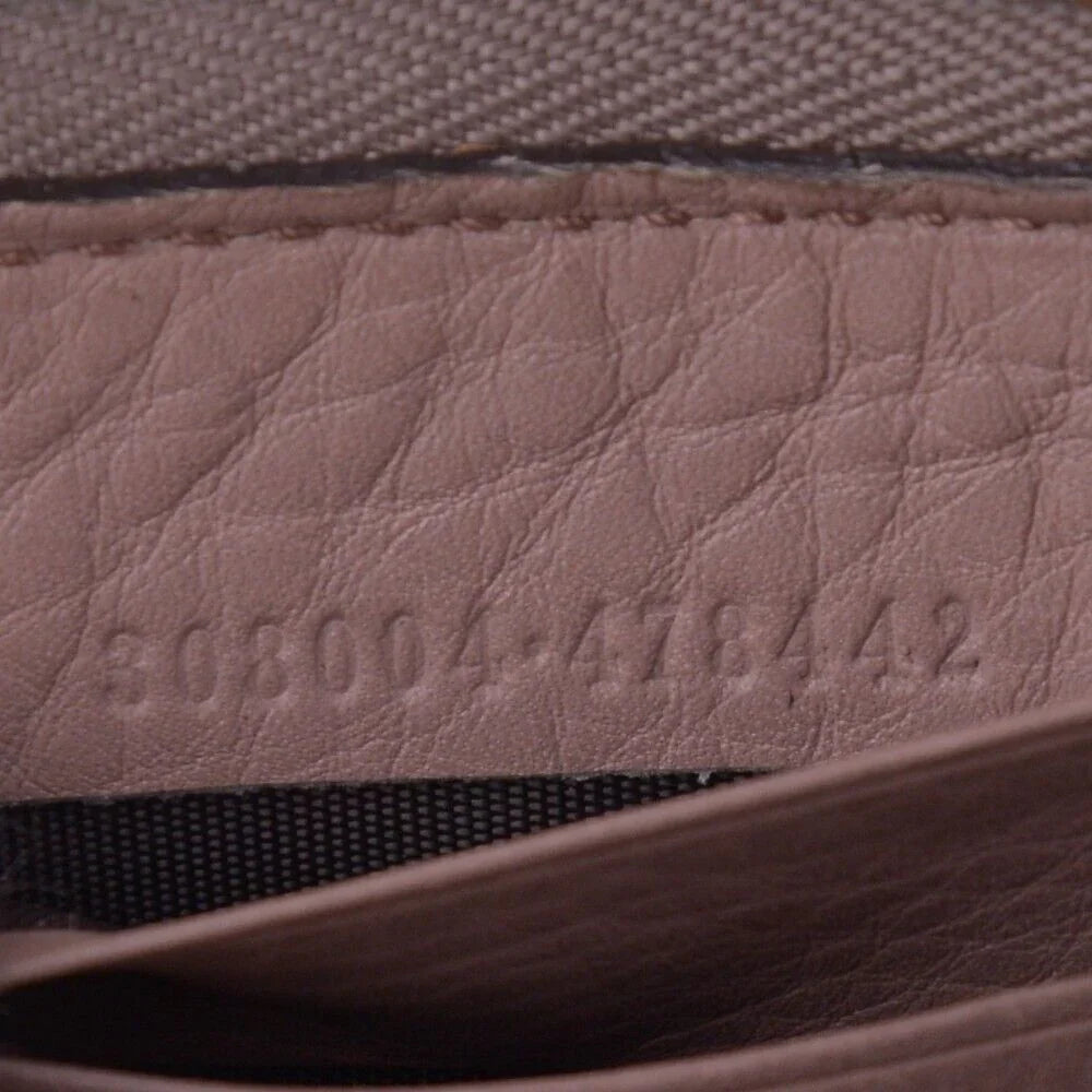 Gucci Soho Pebbled Calfskin Zip Around Long Wallet Pink