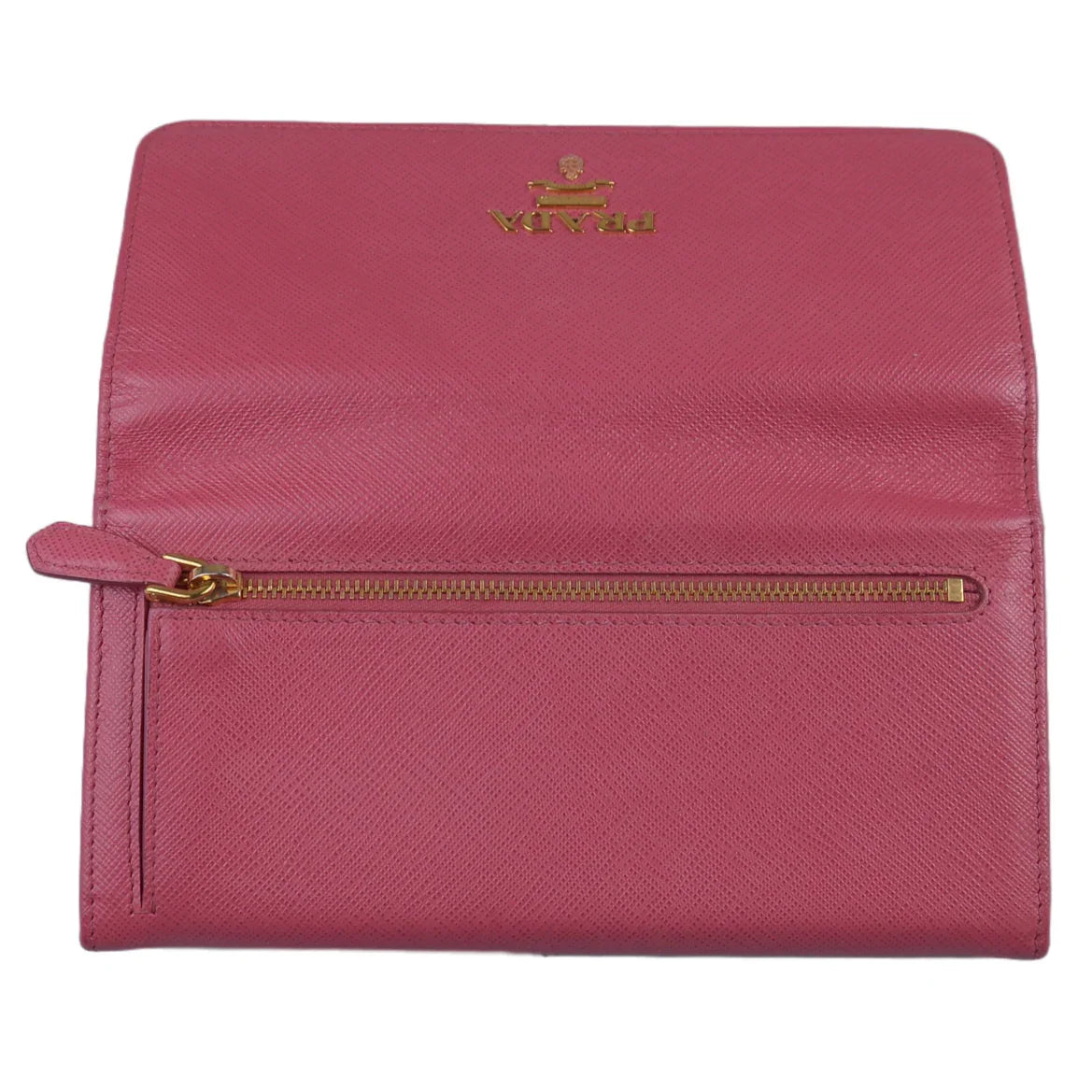 Prada Saffiano Leather Long Wallet and Card Holder Pink