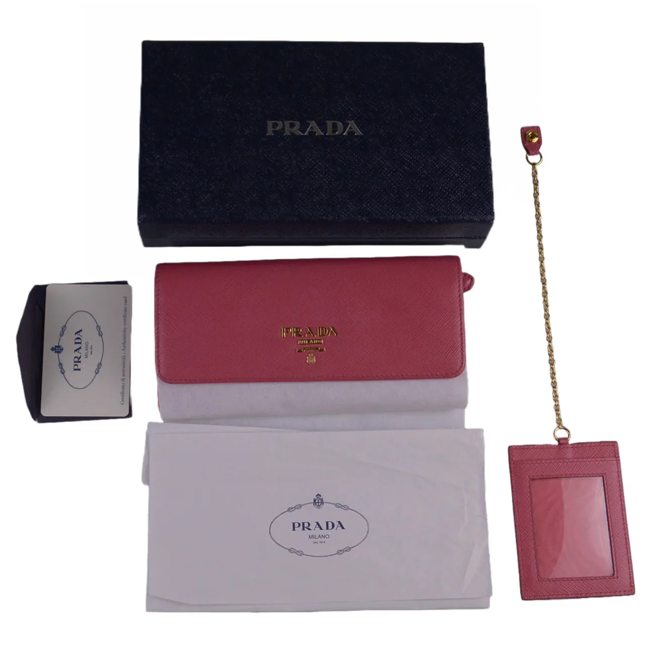 Prada Saffiano Leather Long Wallet and Card Holder Pink