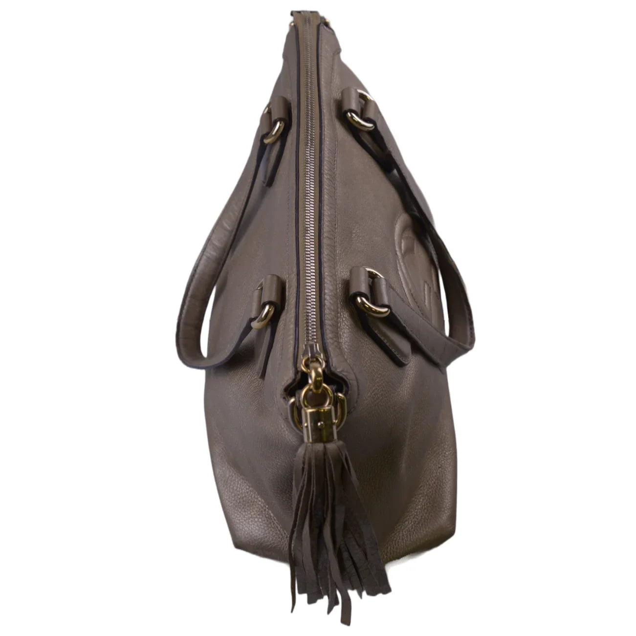 Gucci Interlocking GG Soho Working Tote Bag, Metallic Champagne