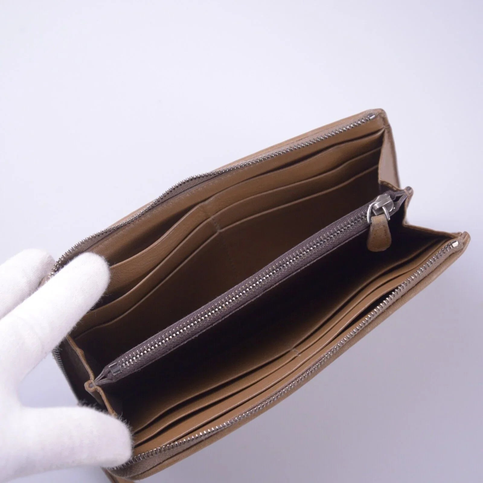 Bottega Veneta Intrecciato L-Shaped Long Wallet, Brown